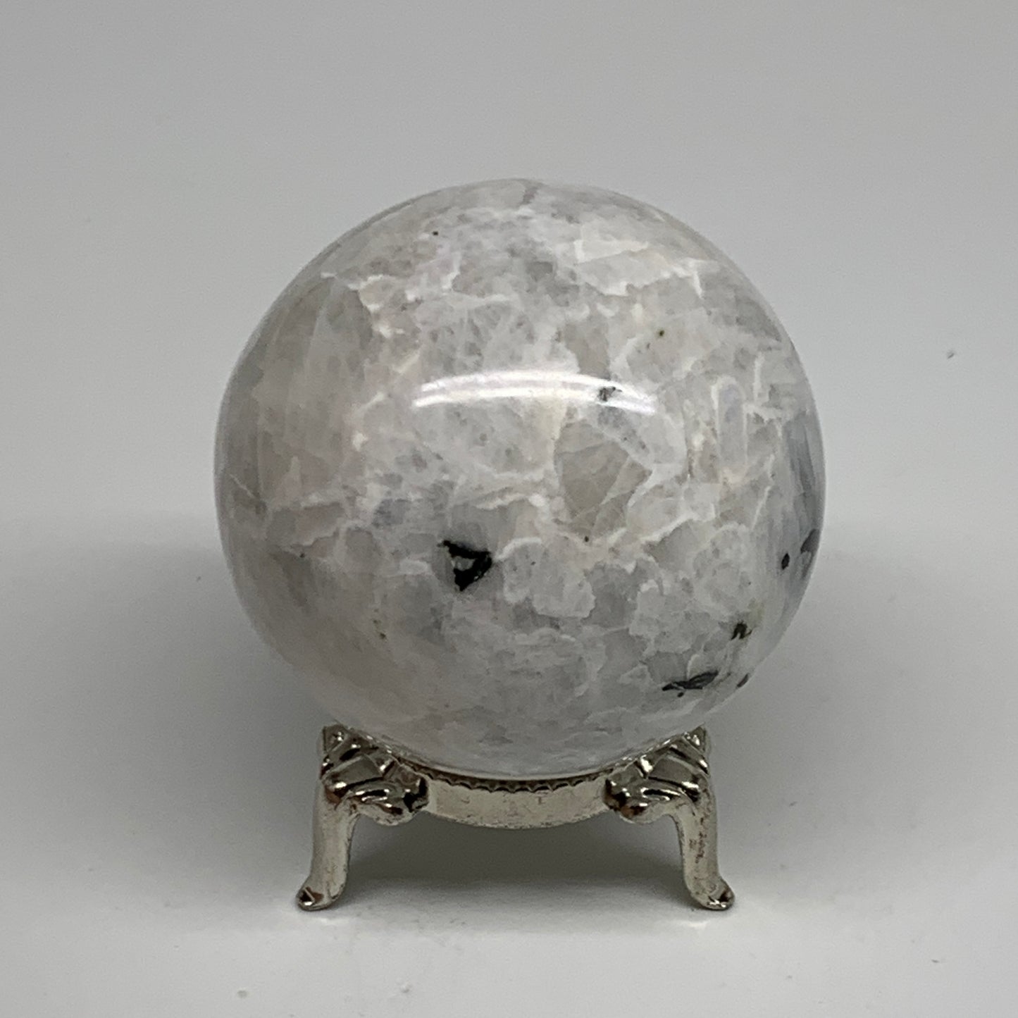 231.4g, 2.1"(54mm), Natural Rainbow Moonstone Sphere Ball Gemstone, B35031