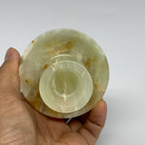 194g, 2.6"x1.4"x2.9", Natural Green Onyx Candle Holder Gemstone Carved, B32230