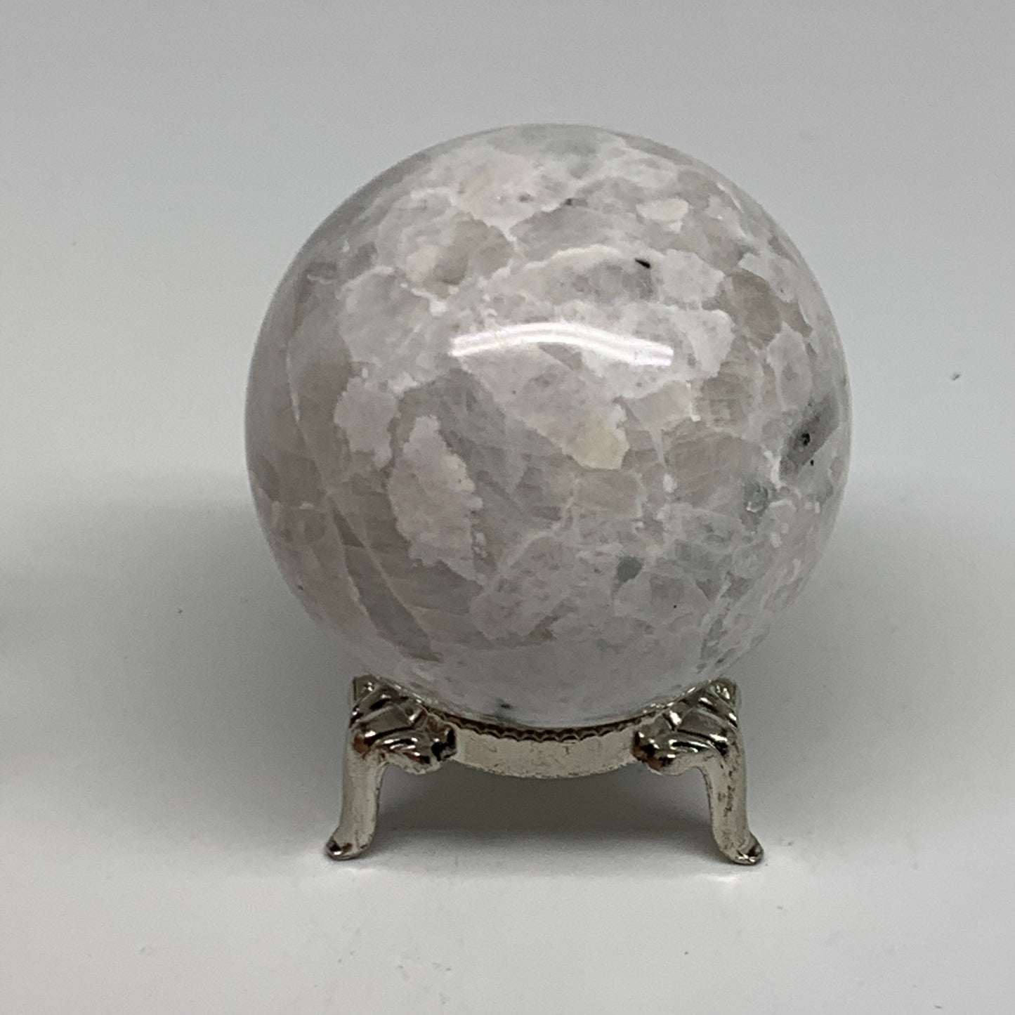 231.4g, 2.1"(54mm), Natural Rainbow Moonstone Sphere Ball Gemstone, B35031