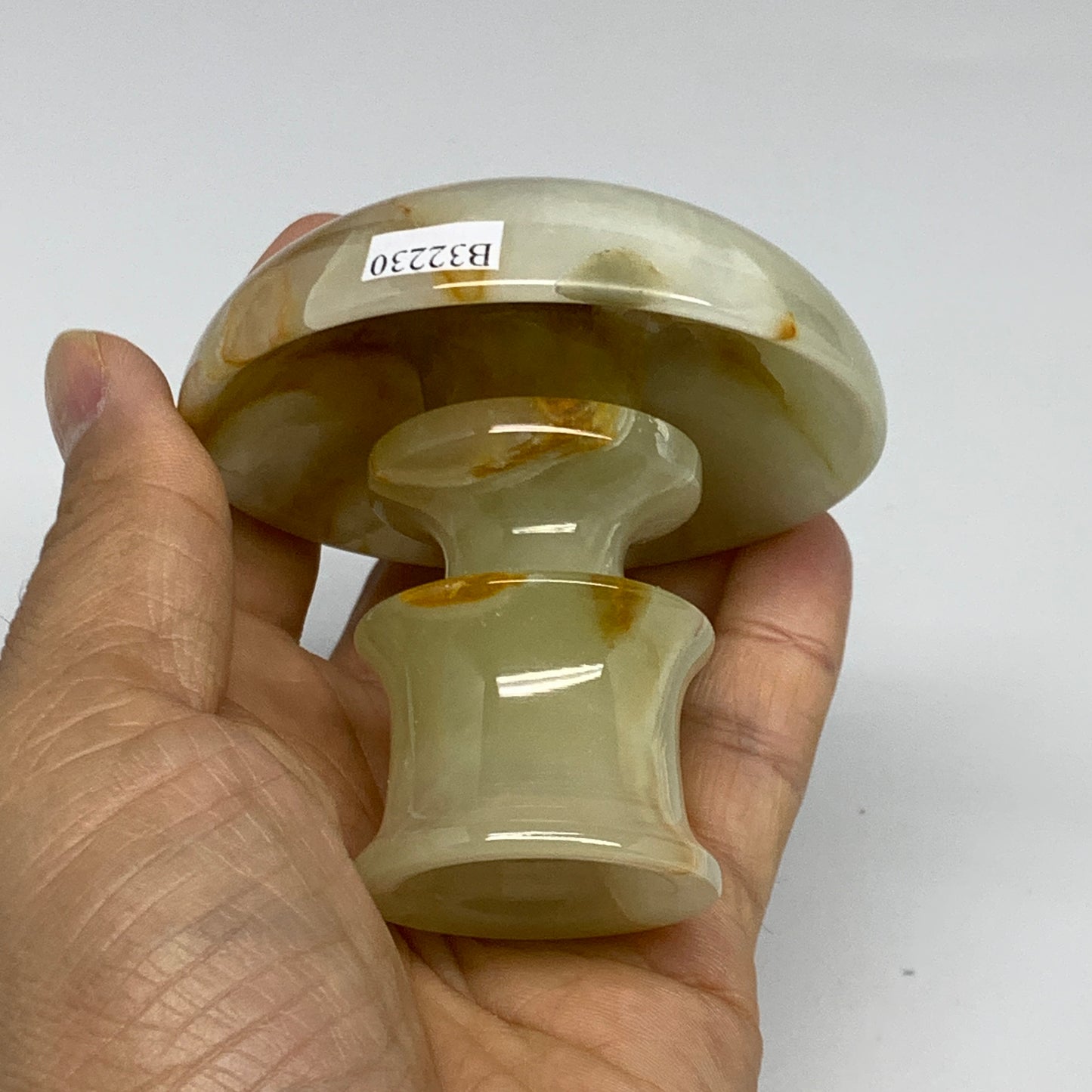 194g, 2.6"x1.4"x2.9", Natural Green Onyx Candle Holder Gemstone Carved, B32230