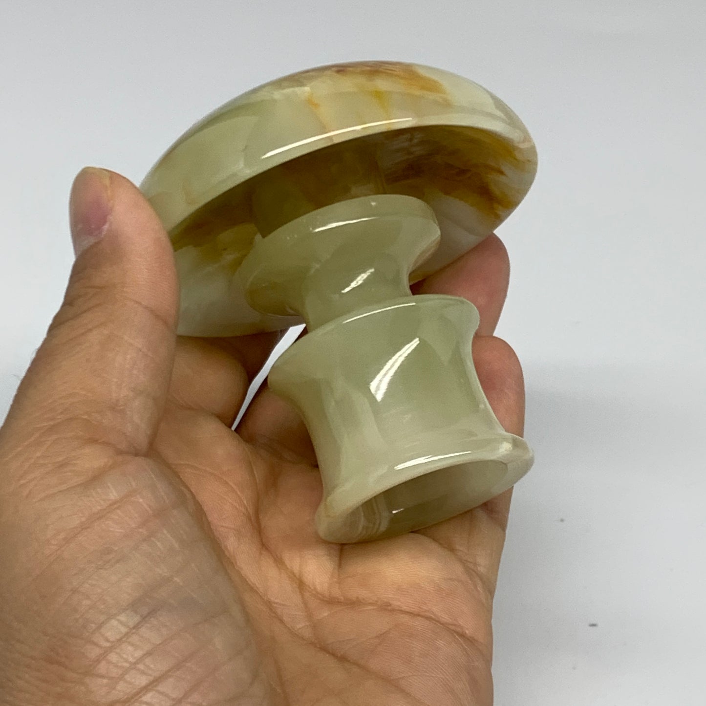 194g, 2.6"x1.4"x2.9", Natural Green Onyx Candle Holder Gemstone Carved, B32230