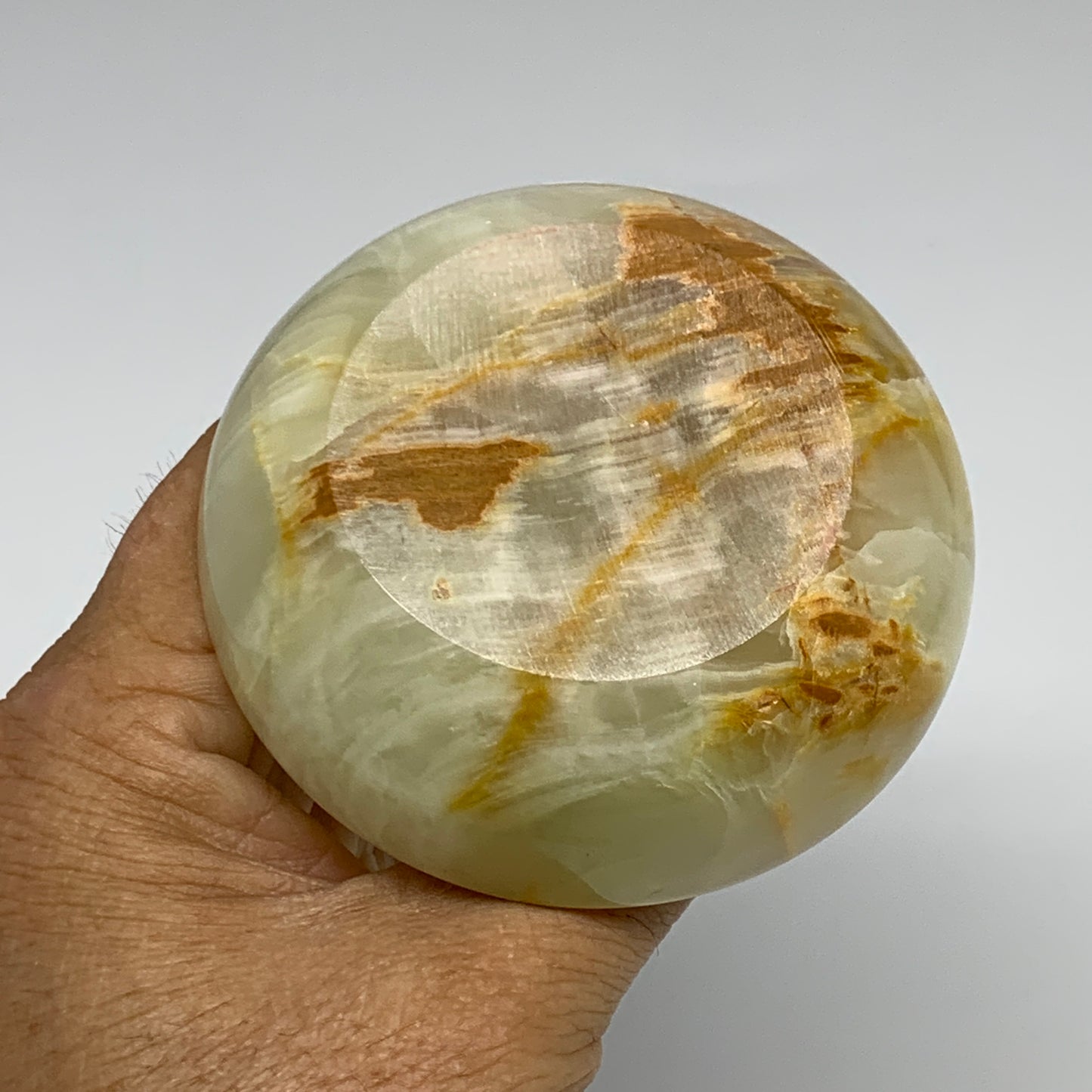 194g, 2.6"x1.4"x2.9", Natural Green Onyx Candle Holder Gemstone Carved, B32230