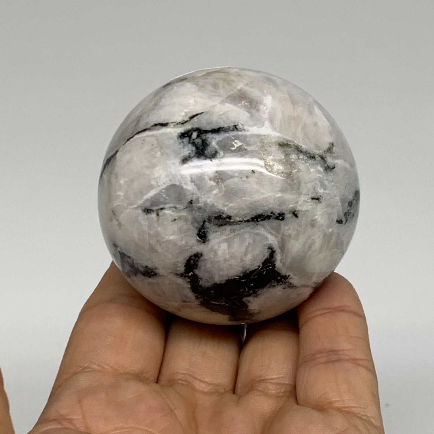 251.5g, 2.3"(57mm), Natural Rainbow Moonstone Sphere Ball Gemstone, B35032