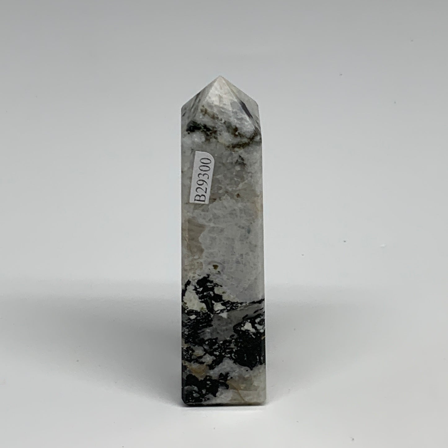 126.6g, 3.9"x1"x1" Rainbow Moonstone Tower Obelisk Point Crystal @India,B29300