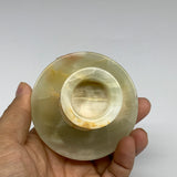 197g, 2.6"x1.4"x2.9", Natural Green Onyx Candle Holder Gemstone Carved, B32231
