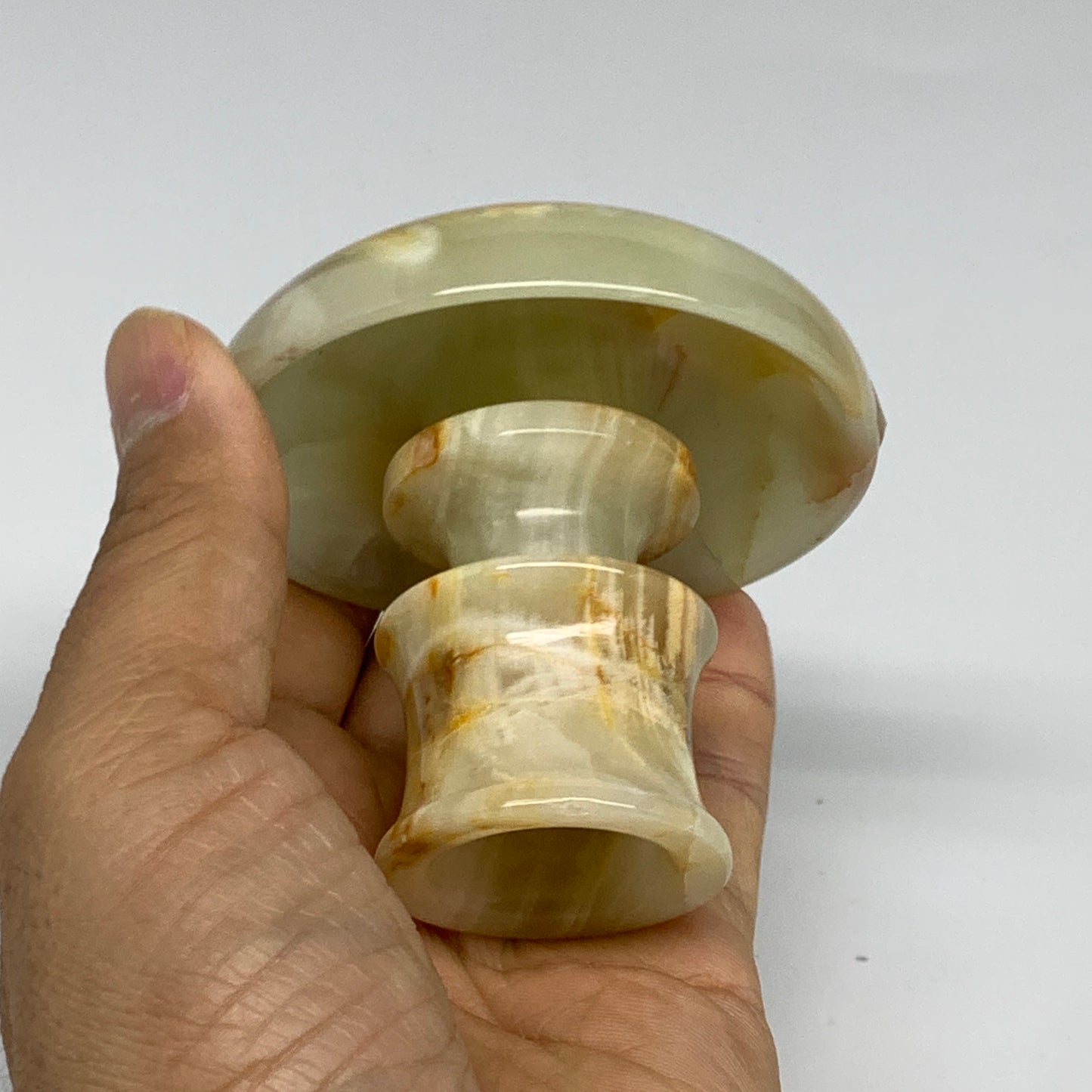 197g, 2.6"x1.4"x2.9", Natural Green Onyx Candle Holder Gemstone Carved, B32231