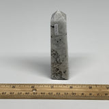 111.4g, 4"x0.9"x0.9" Rainbow Moonstone Tower Obelisk Point Crystal @India,B29301