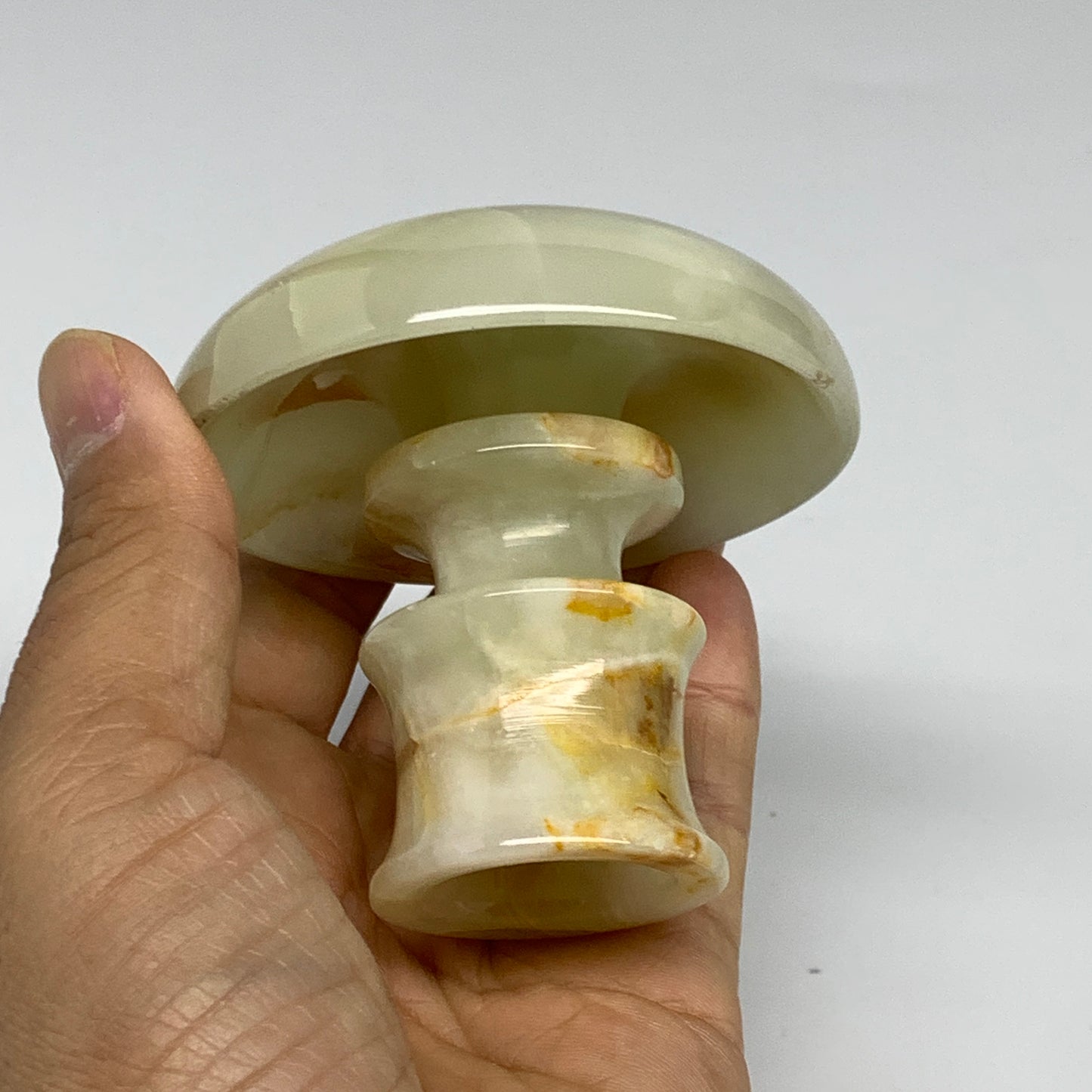 197g, 2.6"x1.4"x2.9", Natural Green Onyx Candle Holder Gemstone Carved, B32231