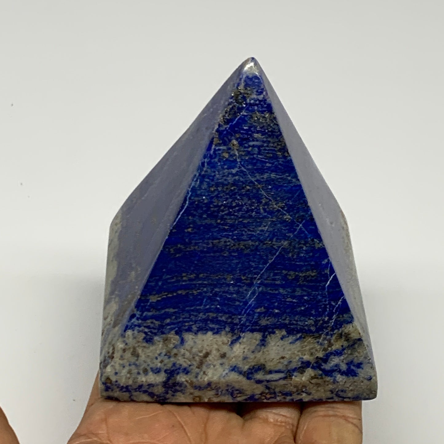 1.1 lbs, 3.1"x2.8"x2.8",Lapis Lazuli Pyramid Crystal Gemstone @Afghanistan,B2778