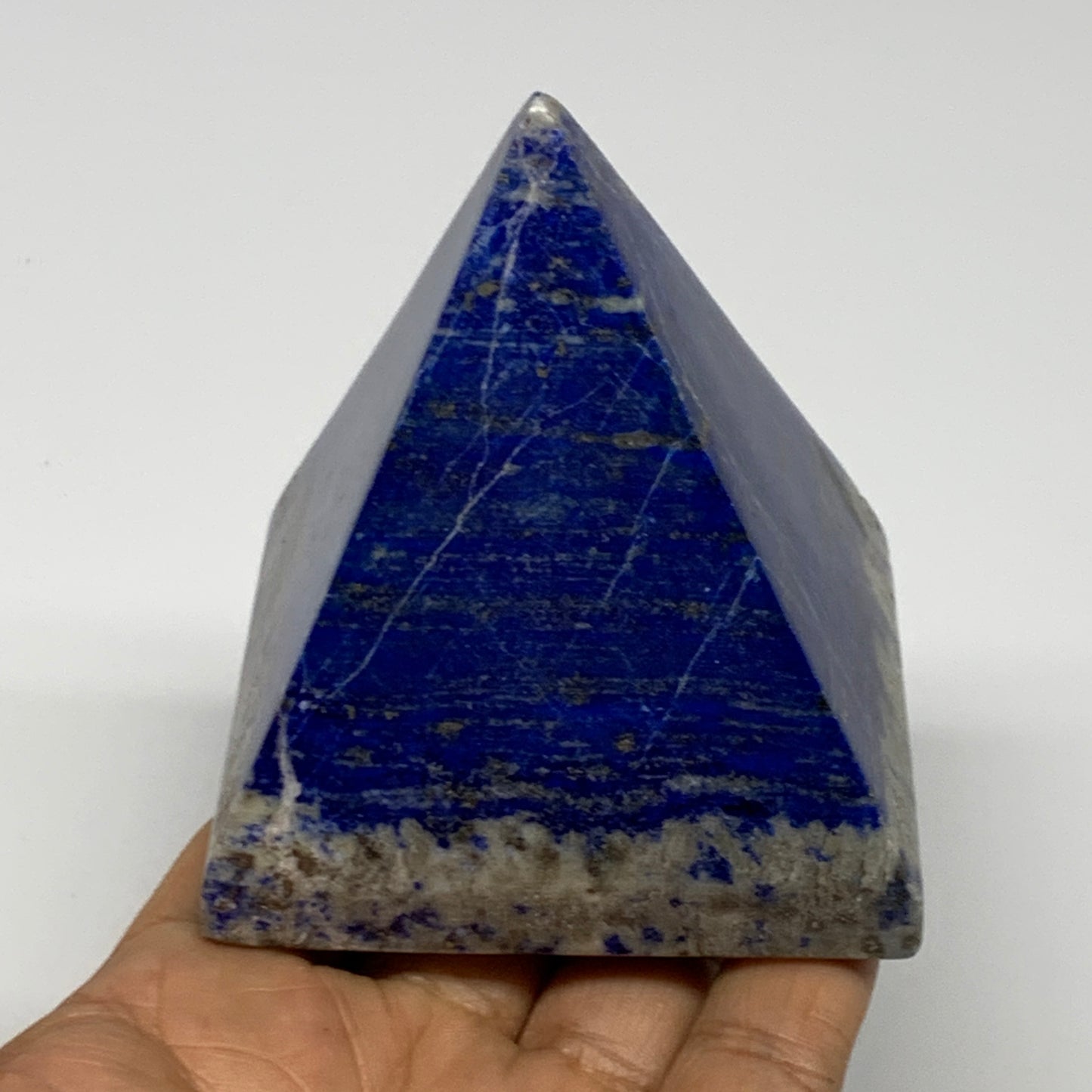 1.1 lbs, 3.1"x2.8"x2.8",Lapis Lazuli Pyramid Crystal Gemstone @Afghanistan,B2778
