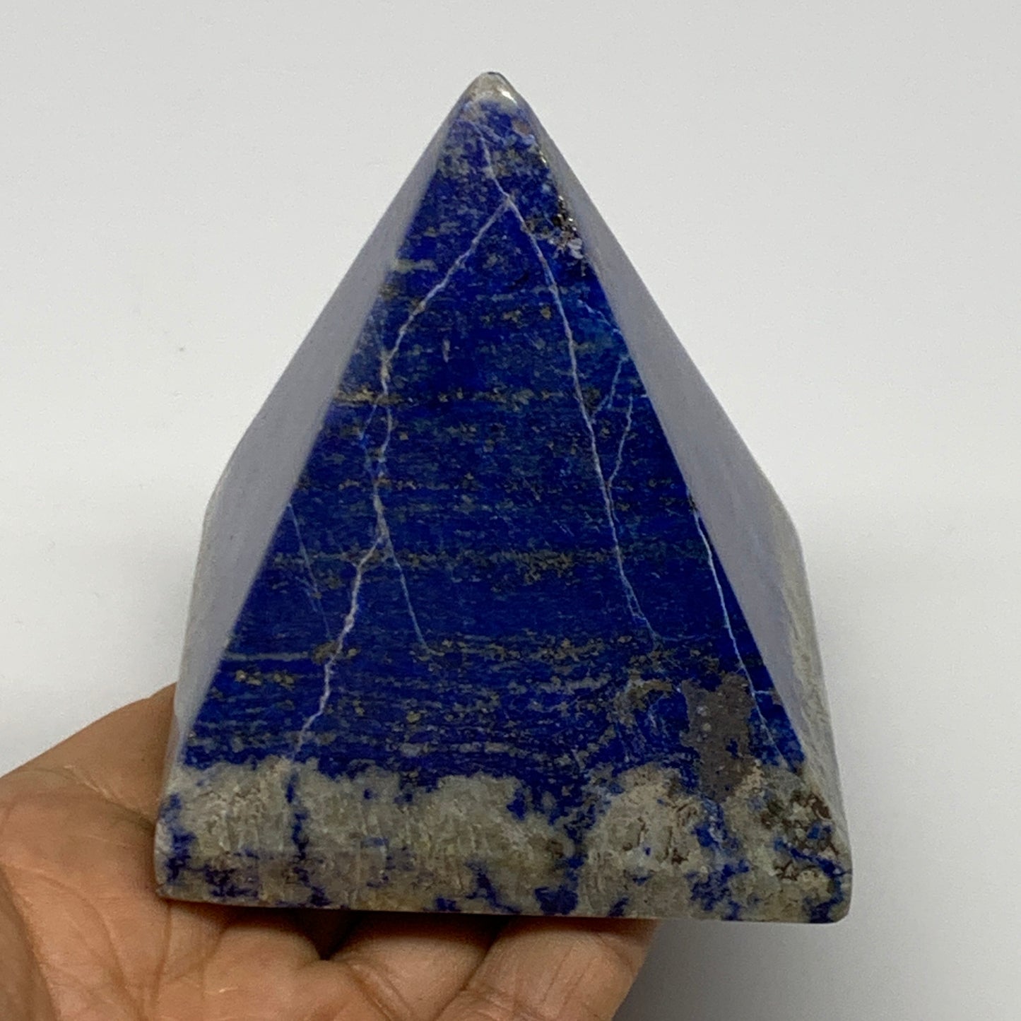 1.1 lbs, 3.1"x2.8"x2.8",Lapis Lazuli Pyramid Crystal Gemstone @Afghanistan,B2778