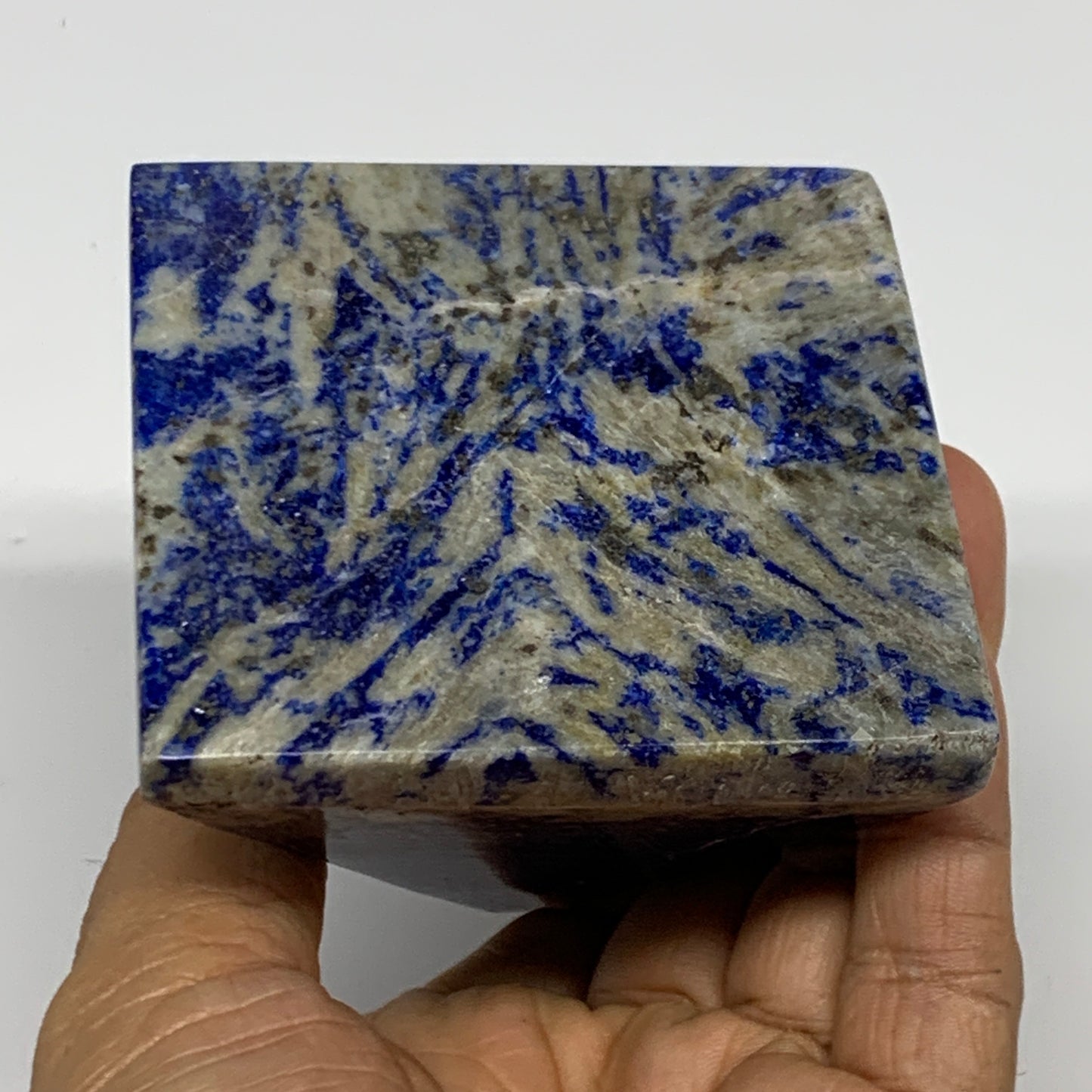 1.1 lbs, 3.1"x2.8"x2.8",Lapis Lazuli Pyramid Crystal Gemstone @Afghanistan,B2778