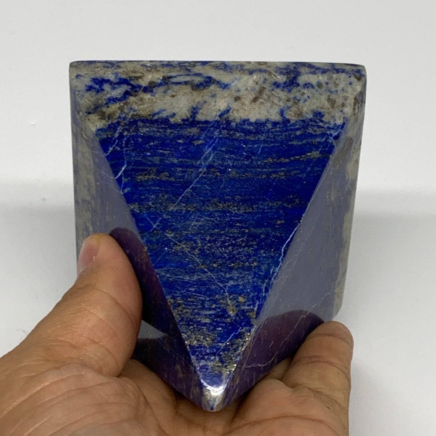1.1 lbs, 3.1"x2.8"x2.8",Lapis Lazuli Pyramid Crystal Gemstone @Afghanistan,B2778