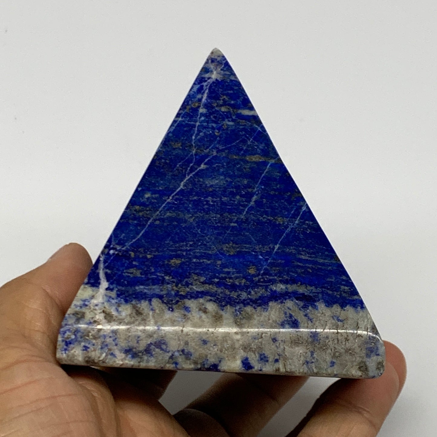 1.1 lbs, 3.1"x2.8"x2.8",Lapis Lazuli Pyramid Crystal Gemstone @Afghanistan,B2778