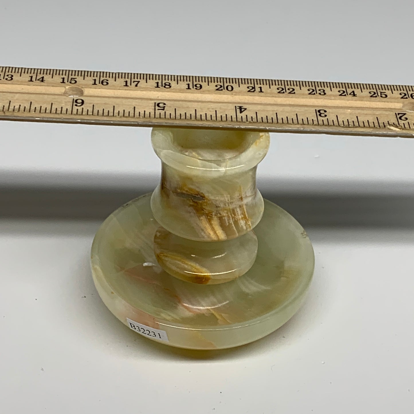 197g, 2.6"x1.4"x2.9", Natural Green Onyx Candle Holder Gemstone Carved, B32231