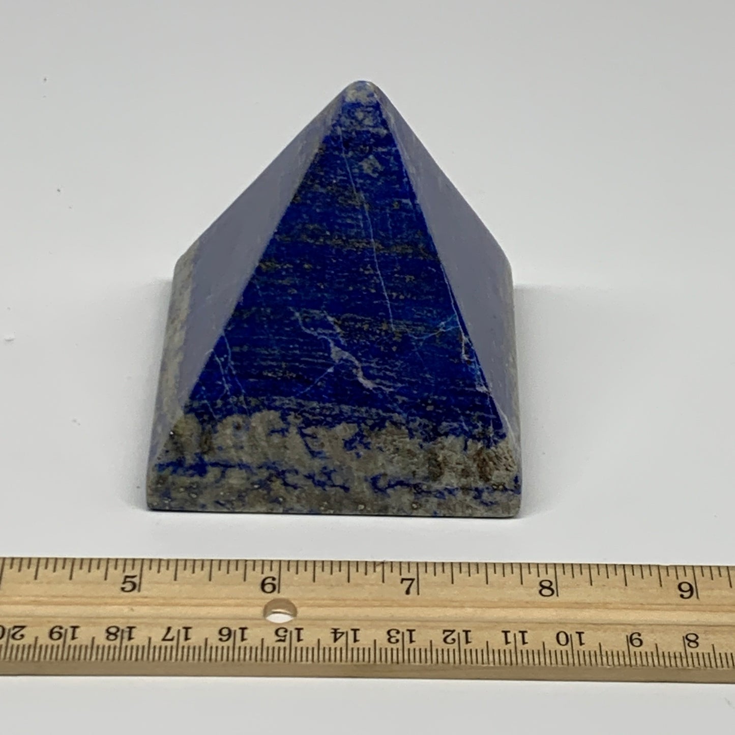 1.1 lbs, 3.1"x2.8"x2.8",Lapis Lazuli Pyramid Crystal Gemstone @Afghanistan,B2778