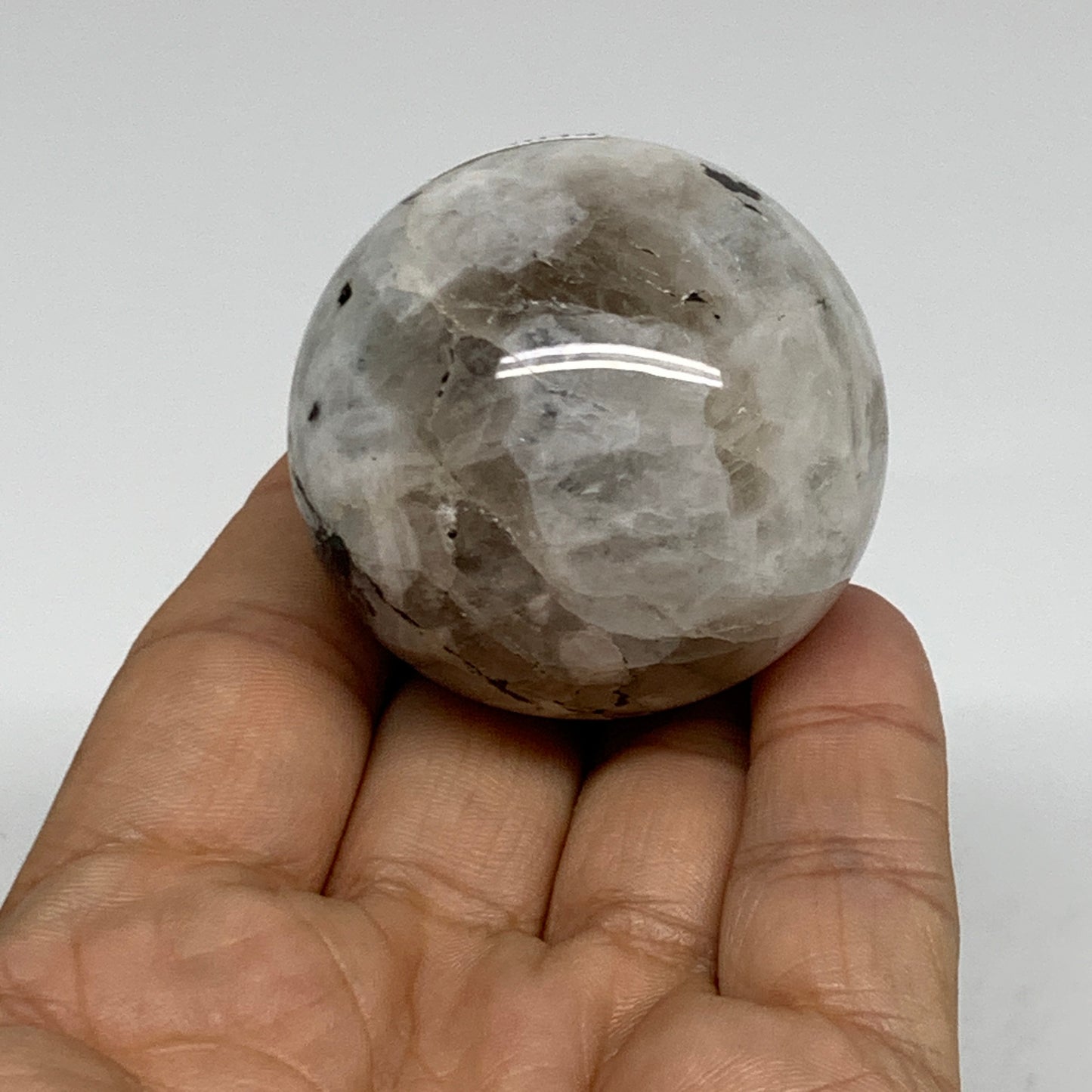 123.3g, 1.8"(45mm), Natural Rainbow Moonstone Sphere Ball Gemstone, B35034