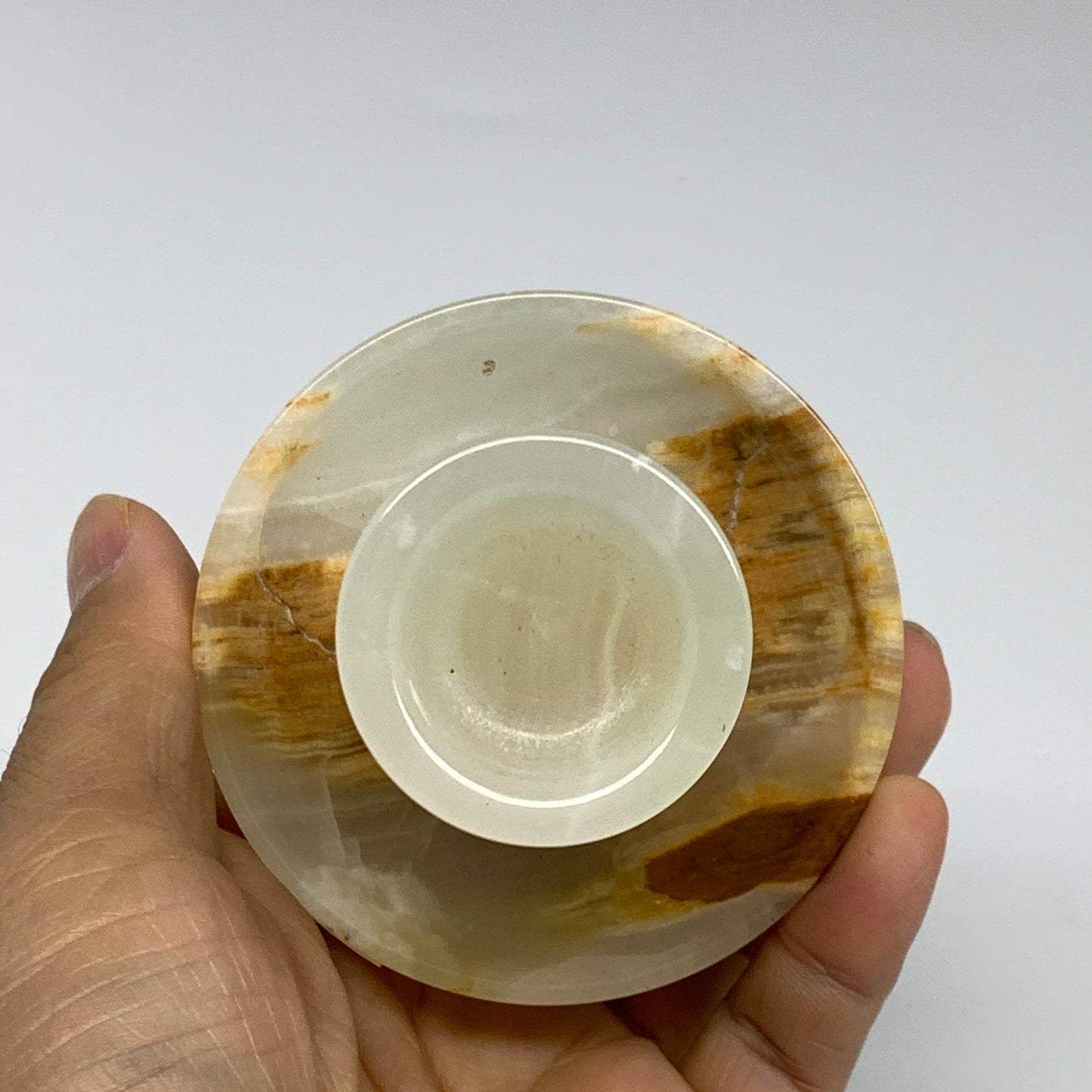 176g, 2.6"x1.4"x2.9", Natural Green Onyx Candle Holder Gemstone Carved, B32232