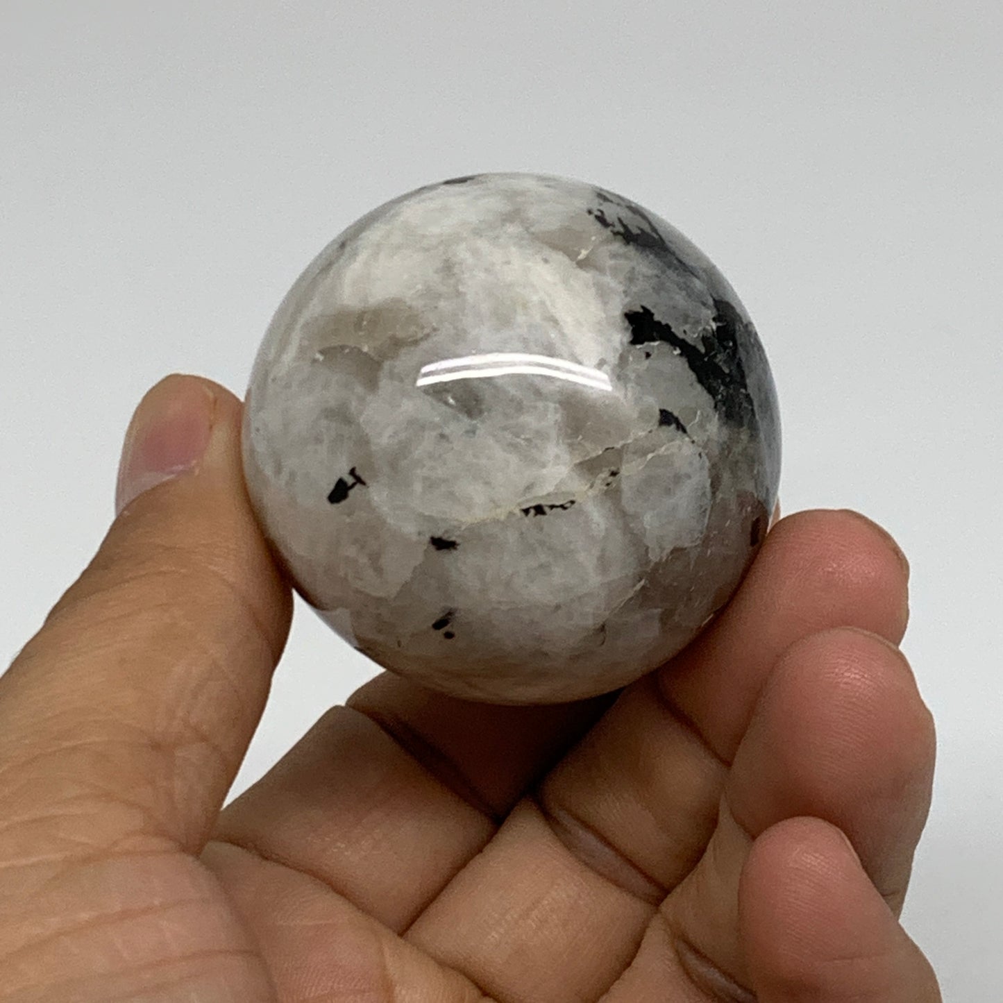 123.3g, 1.8"(45mm), Natural Rainbow Moonstone Sphere Ball Gemstone, B35034