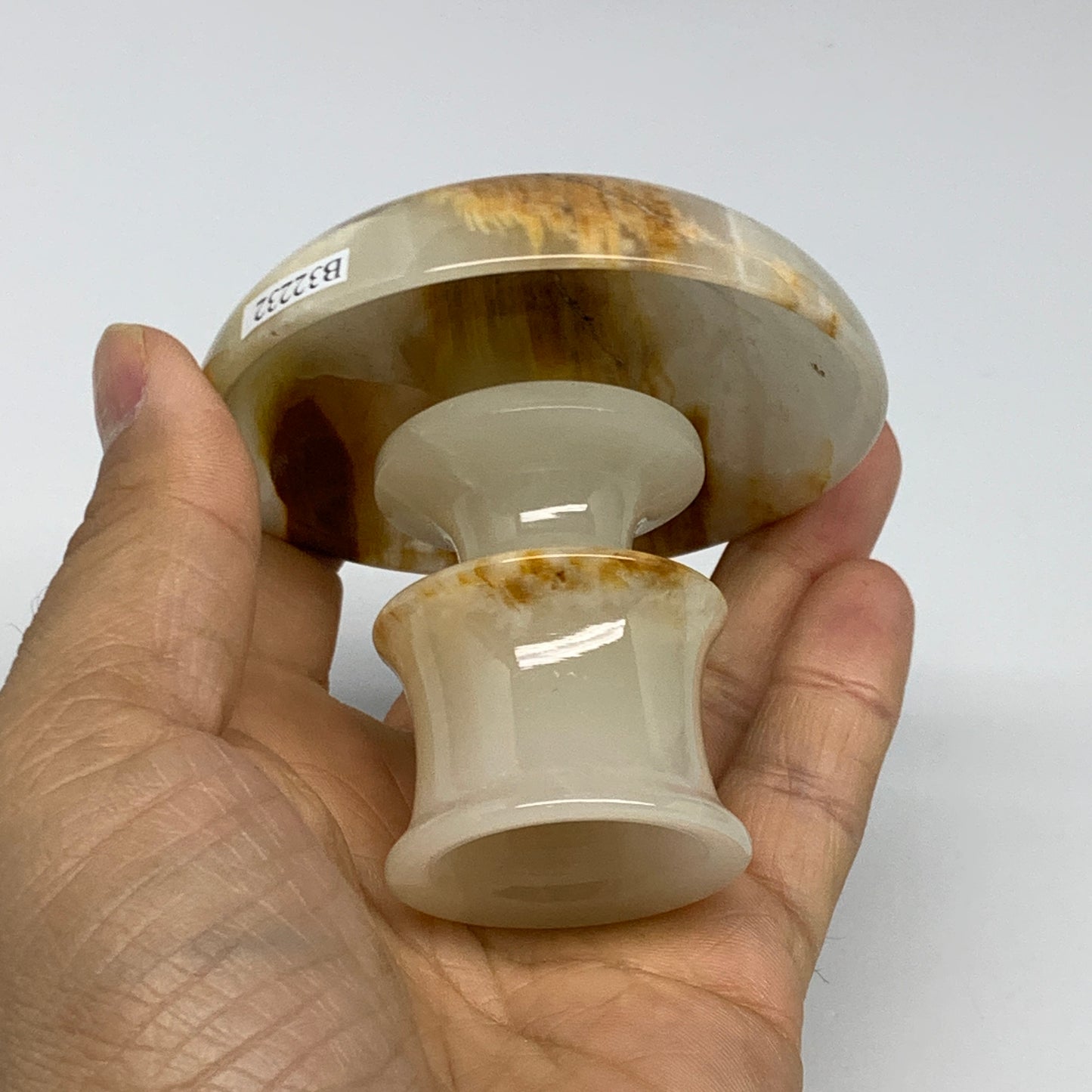 176g, 2.6"x1.4"x2.9", Natural Green Onyx Candle Holder Gemstone Carved, B32232