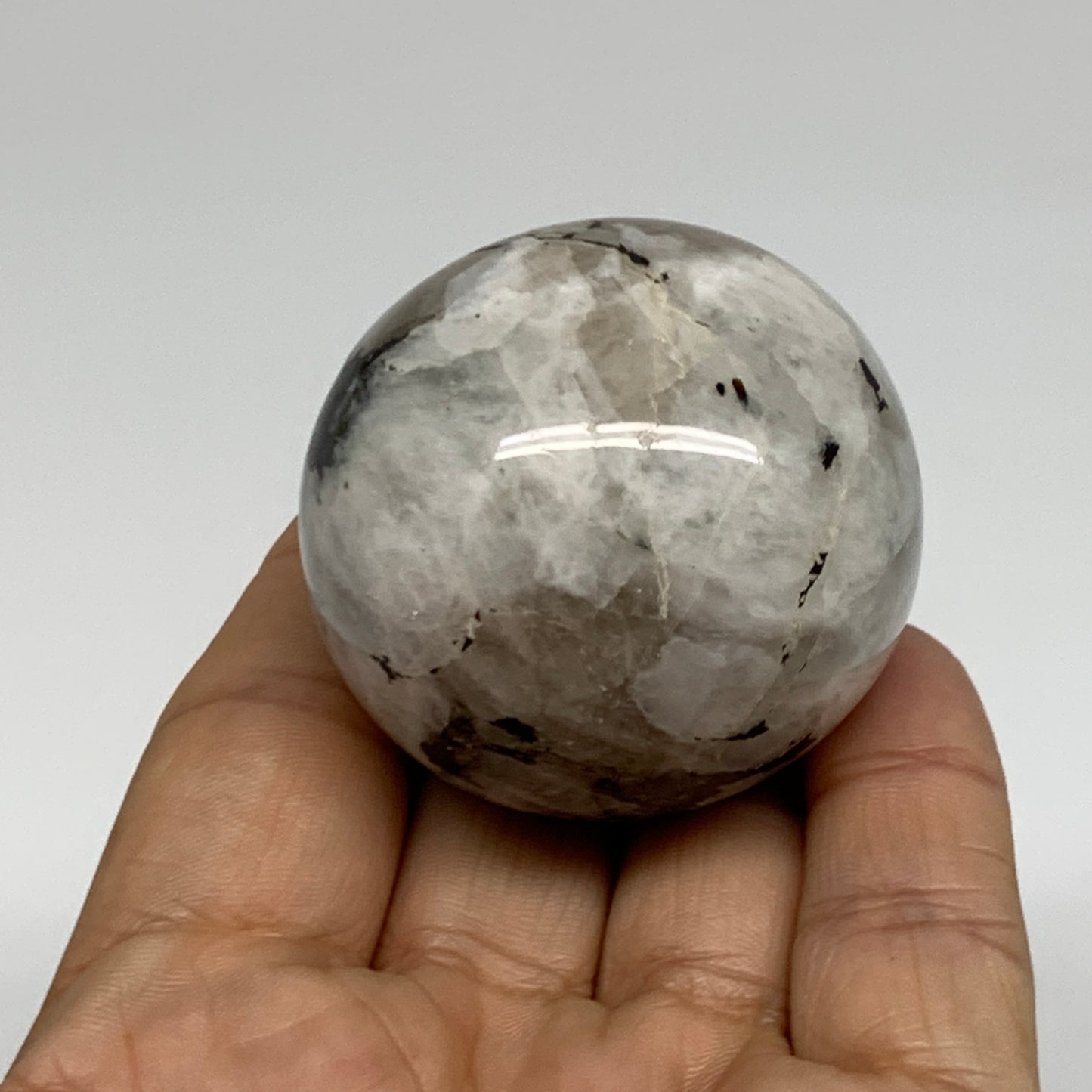 123.3g, 1.8"(45mm), Natural Rainbow Moonstone Sphere Ball Gemstone, B35034