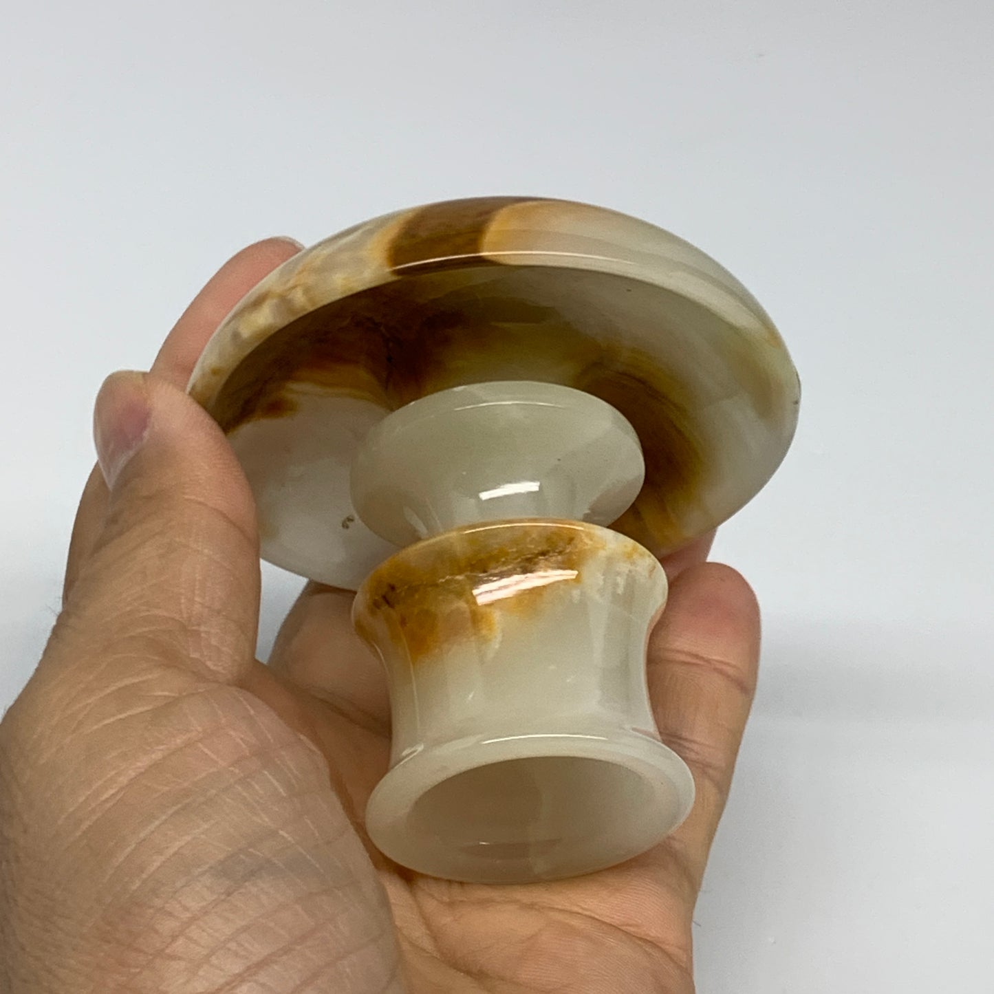 176g, 2.6"x1.4"x2.9", Natural Green Onyx Candle Holder Gemstone Carved, B32232