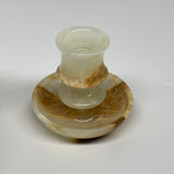 176g, 2.6"x1.4"x2.9", Natural Green Onyx Candle Holder Gemstone Carved, B32232