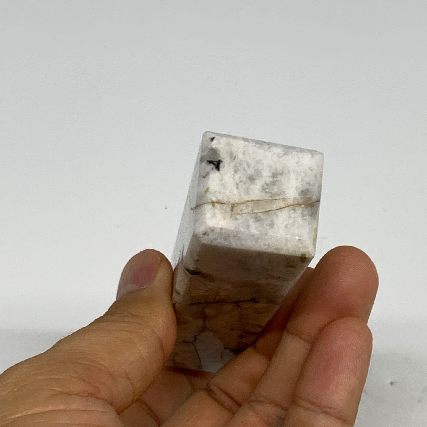 128.7g, 4"x1"x1." Rainbow Moonstone Tower Obelisk Point Crystal @India,B29303