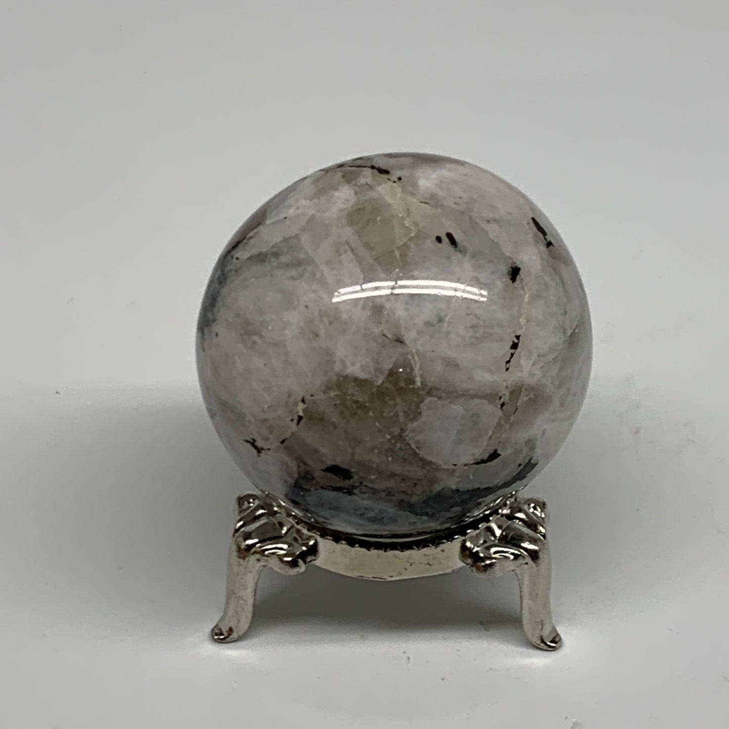 123.3g, 1.8"(45mm), Natural Rainbow Moonstone Sphere Ball Gemstone, B35034