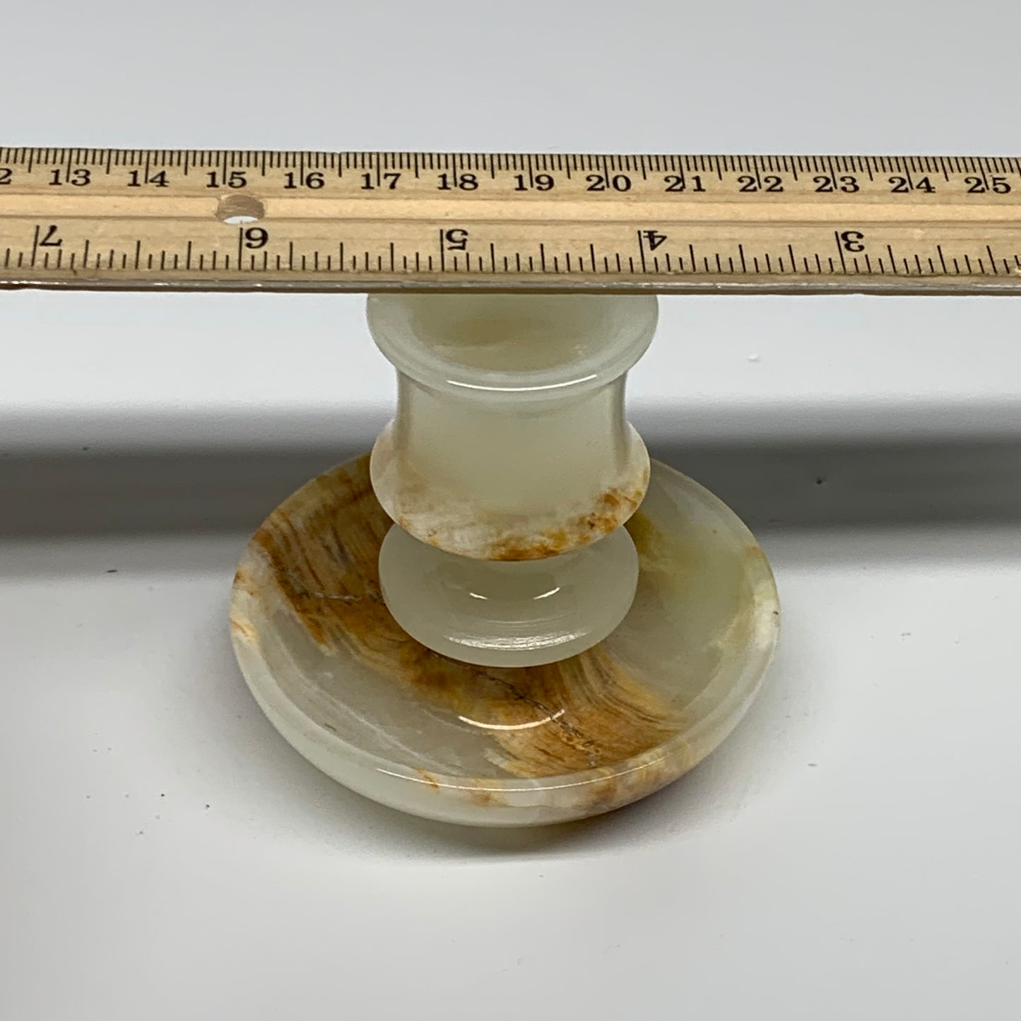 176g, 2.6"x1.4"x2.9", Natural Green Onyx Candle Holder Gemstone Carved, B32232