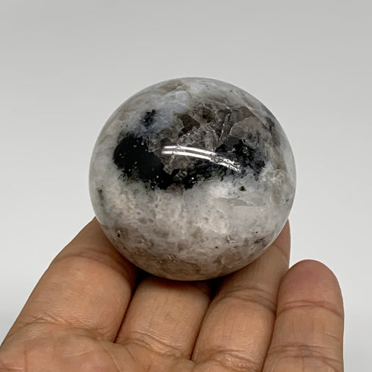 133.3g, 1.8"(44mm), Natural Rainbow Moonstone Sphere Ball Gemstone, B35035