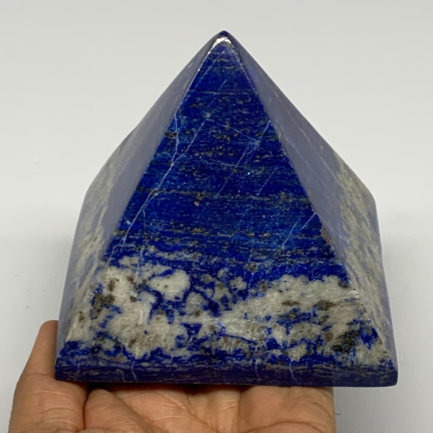 2 lbs, 3.6"x3.7"x3.7",Lapis Lazuli Pyramid Crystal Gemstone @Afghanistan,B27788