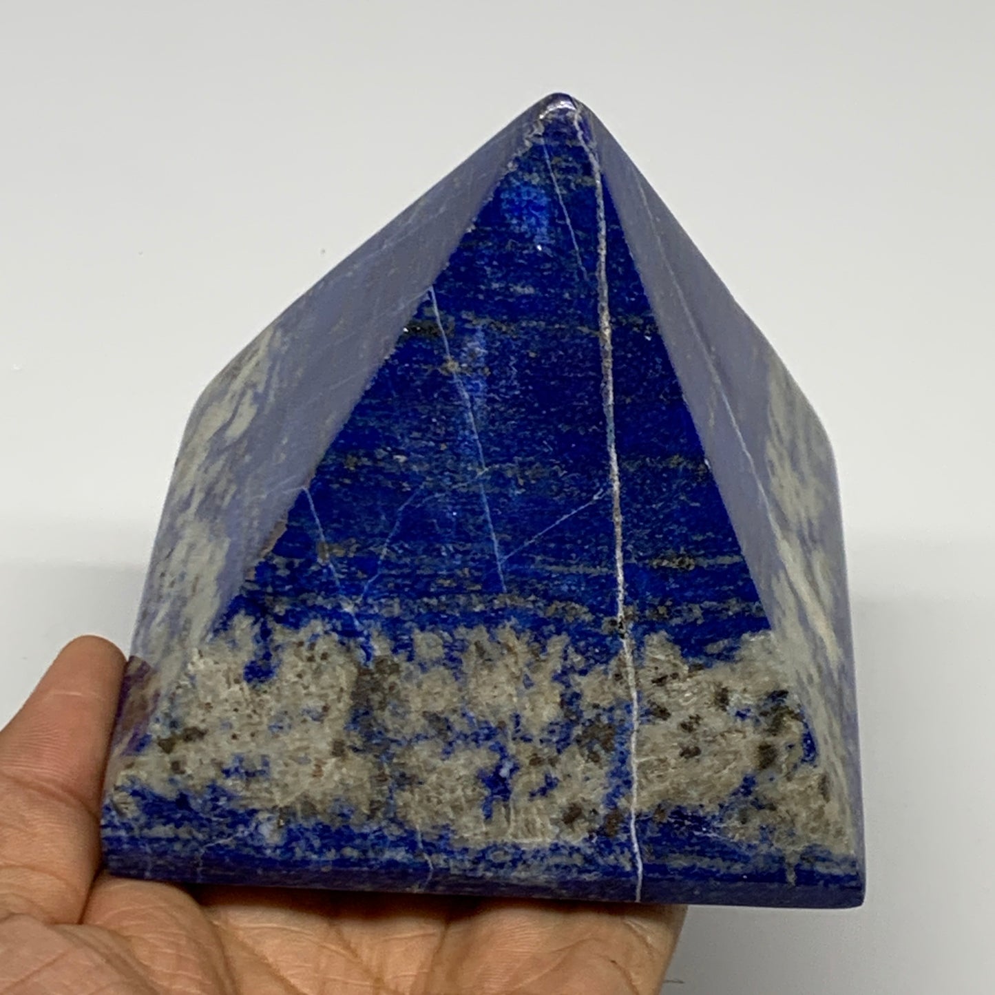 2 lbs, 3.6"x3.7"x3.7",Lapis Lazuli Pyramid Crystal Gemstone @Afghanistan,B27788