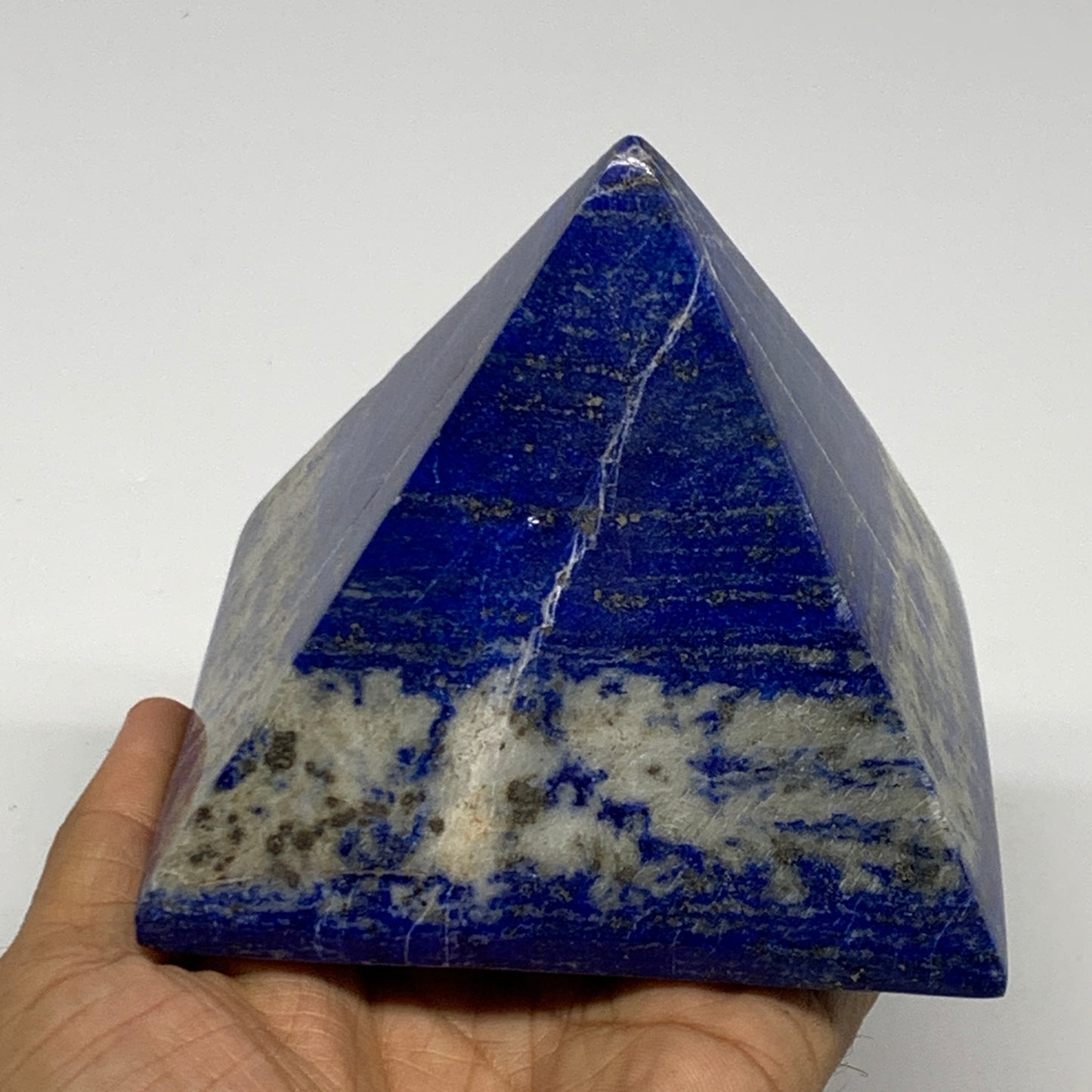2 lbs, 3.6"x3.7"x3.7",Lapis Lazuli Pyramid Crystal Gemstone @Afghanistan,B27788