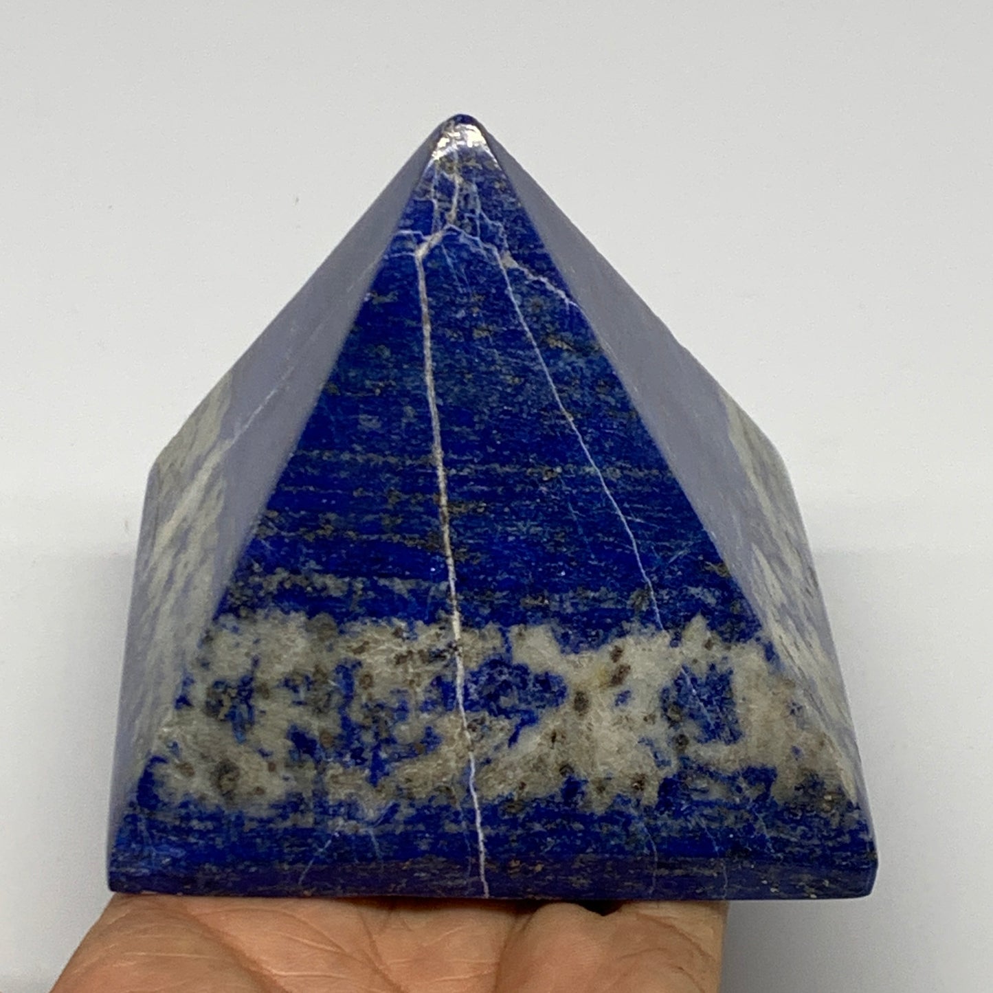 2 lbs, 3.6"x3.7"x3.7",Lapis Lazuli Pyramid Crystal Gemstone @Afghanistan,B27788