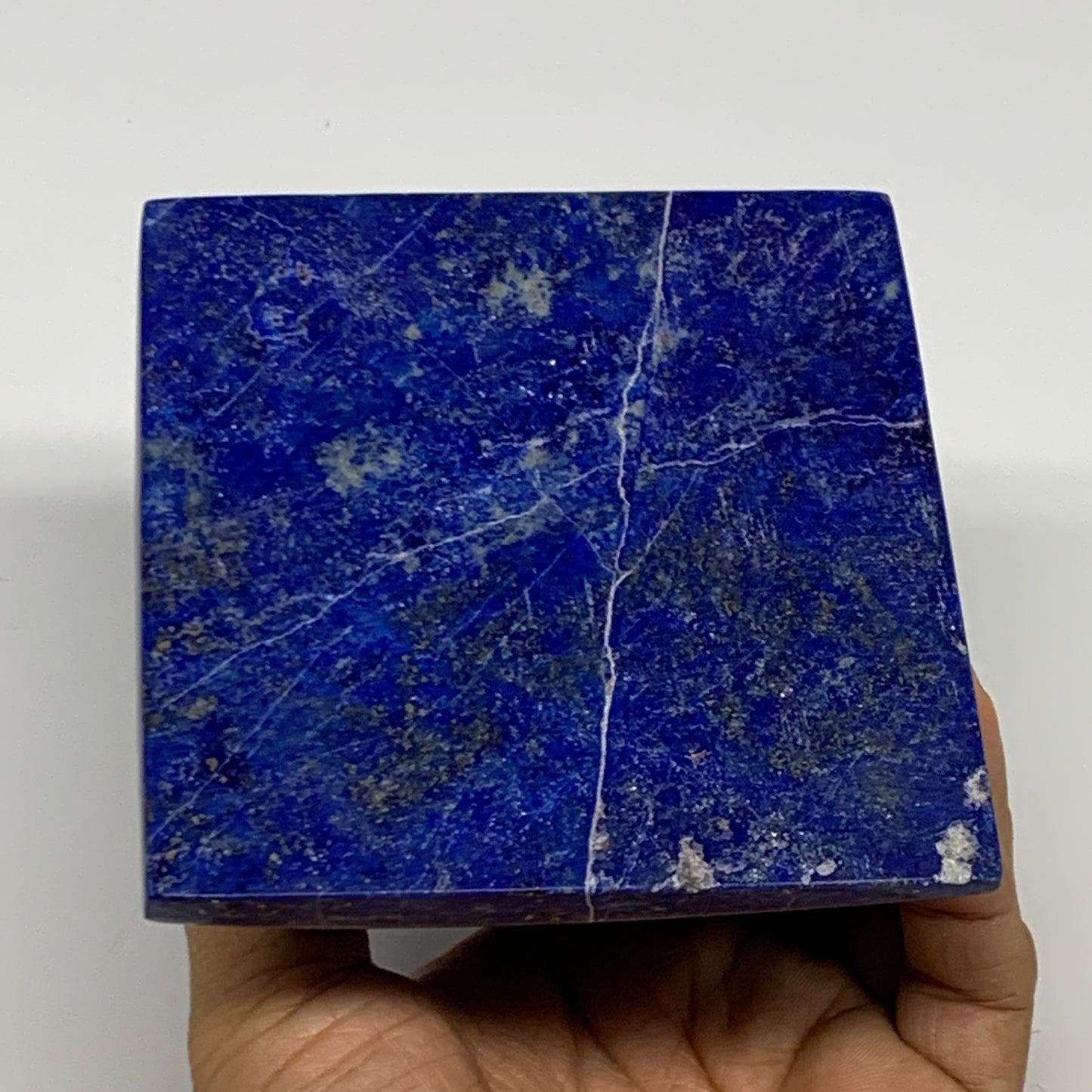 2 lbs, 3.6"x3.7"x3.7",Lapis Lazuli Pyramid Crystal Gemstone @Afghanistan,B27788