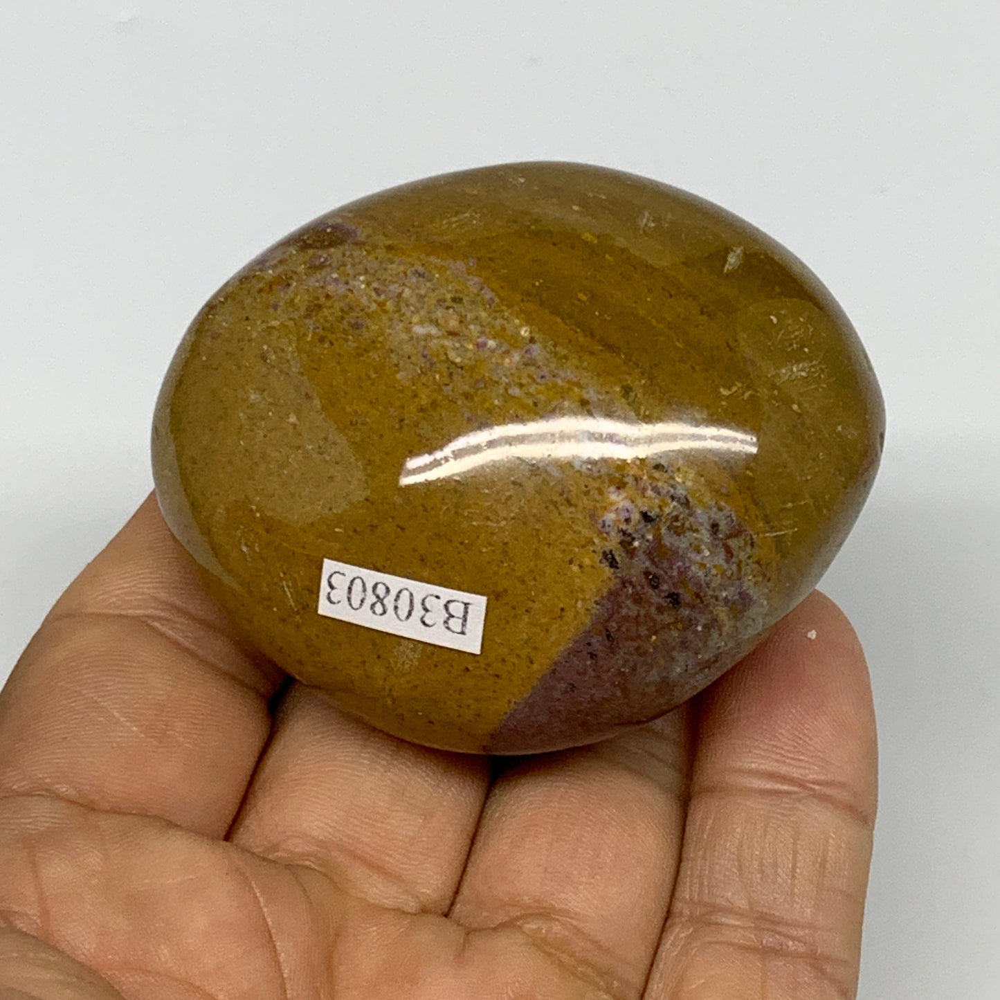 119.9g, 2.3"x1.9"x1.3" Natural Ocean Jasper Palm-Stone Orbicular Jasper, B30803