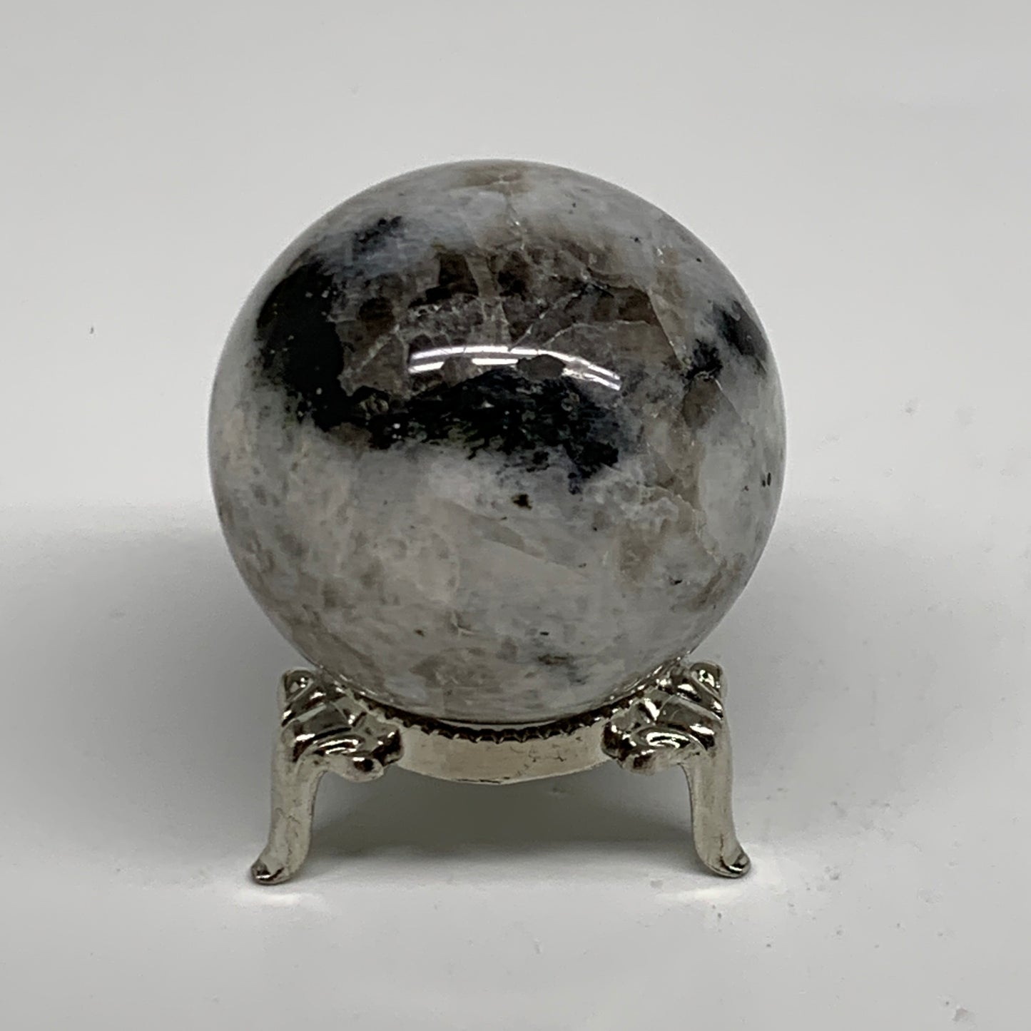 133.3g, 1.8"(44mm), Natural Rainbow Moonstone Sphere Ball Gemstone, B35035