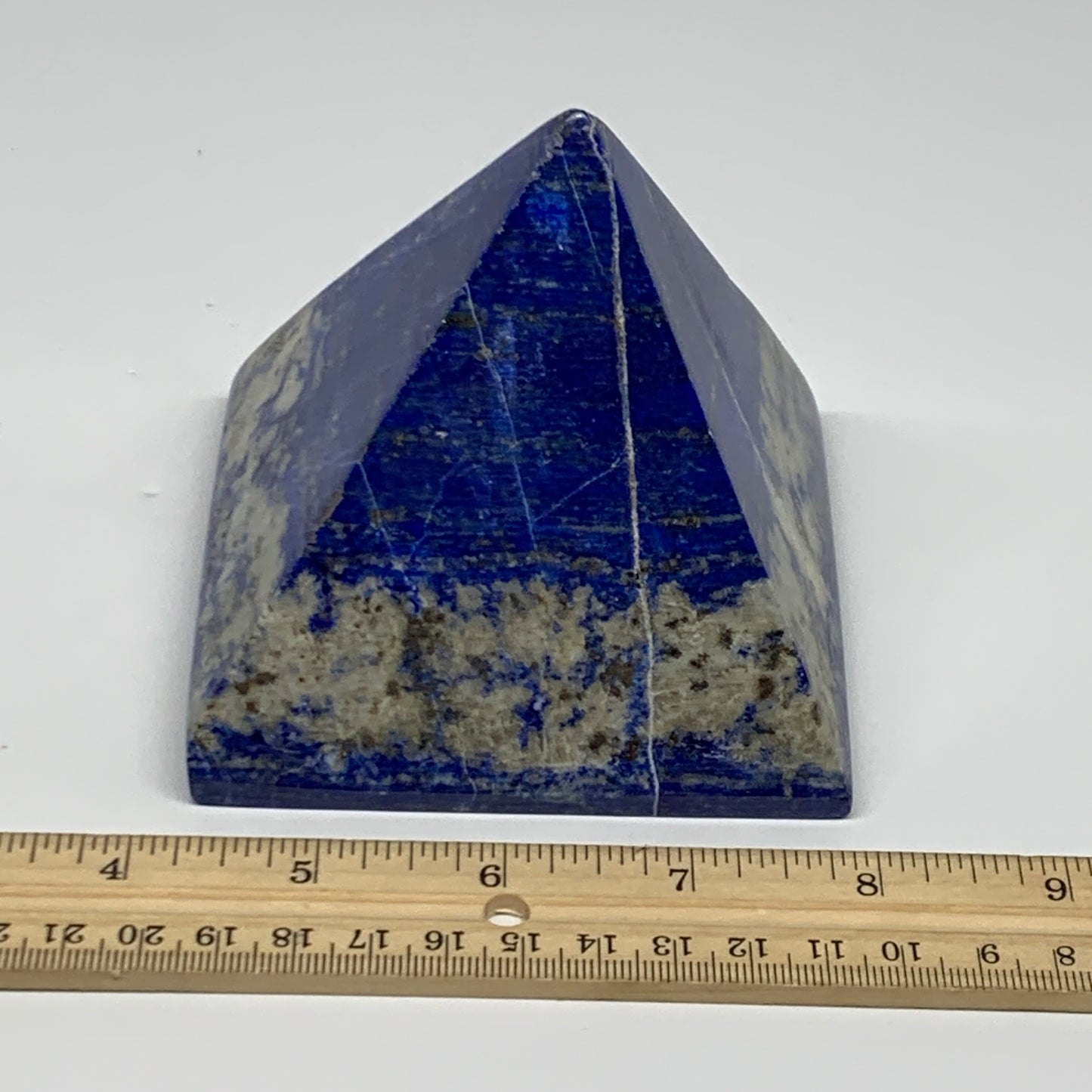 2 lbs, 3.6"x3.7"x3.7",Lapis Lazuli Pyramid Crystal Gemstone @Afghanistan,B27788
