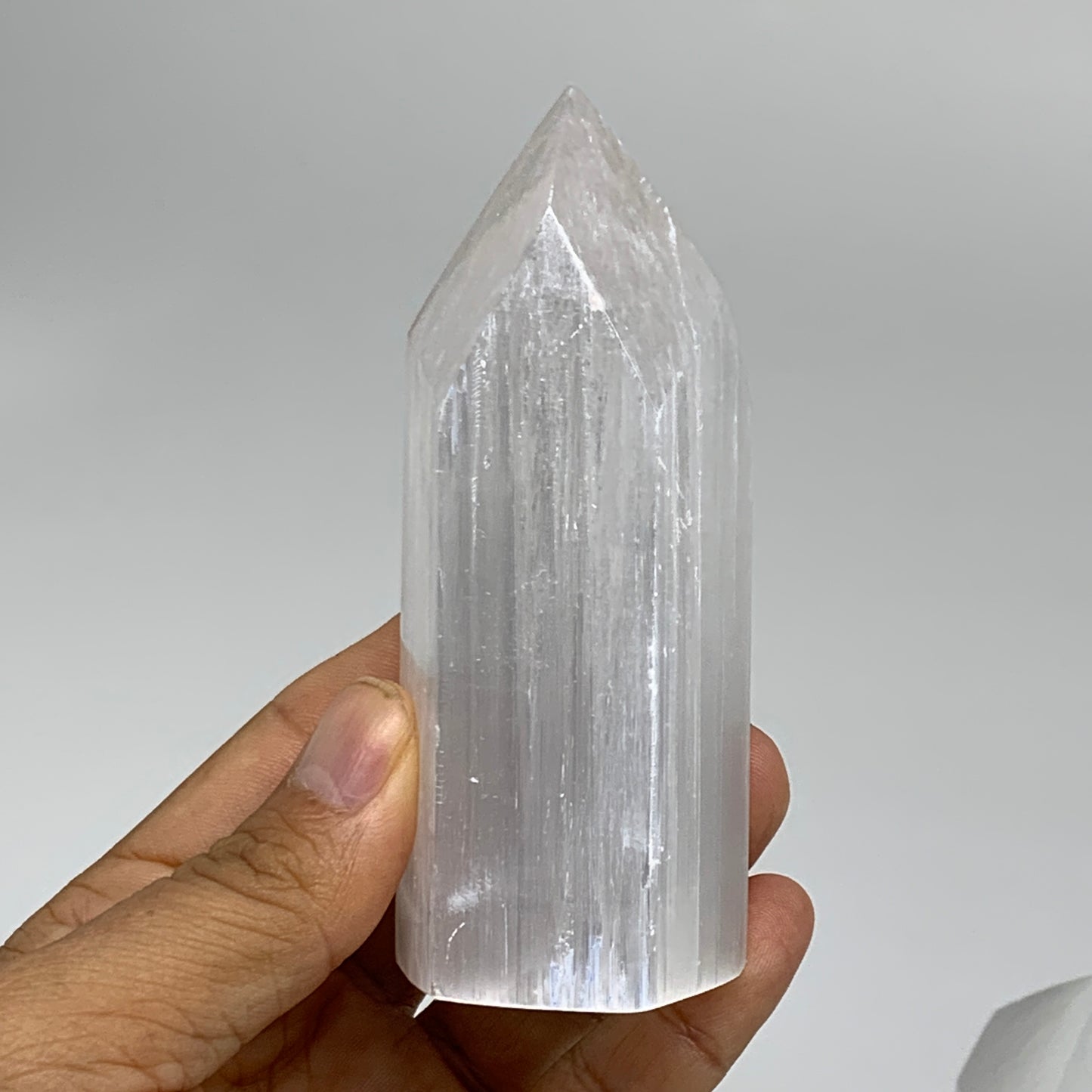 1pc, 3.9"-4", Selenite (Satin Spar) Crystal Crystal Tower Point Powerful, B35742