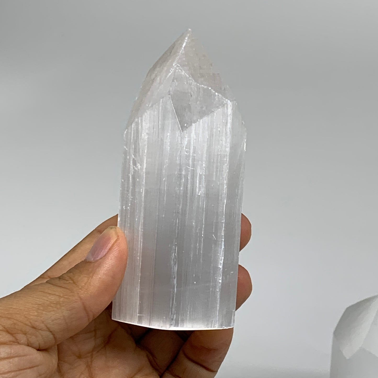 1pc, 3.9"-4", Selenite (Satin Spar) Crystal Crystal Tower Point Powerful, B35742