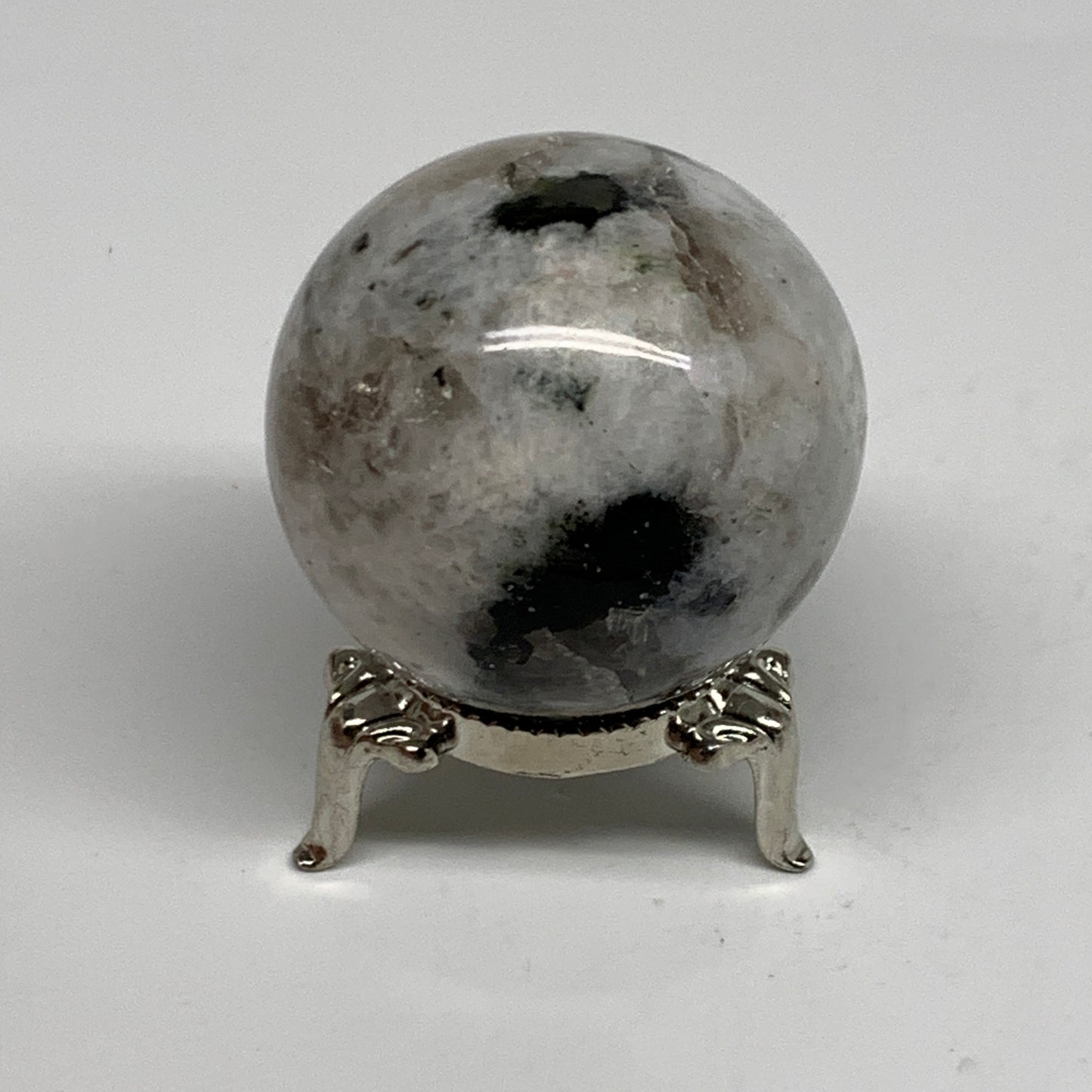 133.3g, 1.8"(44mm), Natural Rainbow Moonstone Sphere Ball Gemstone, B35035