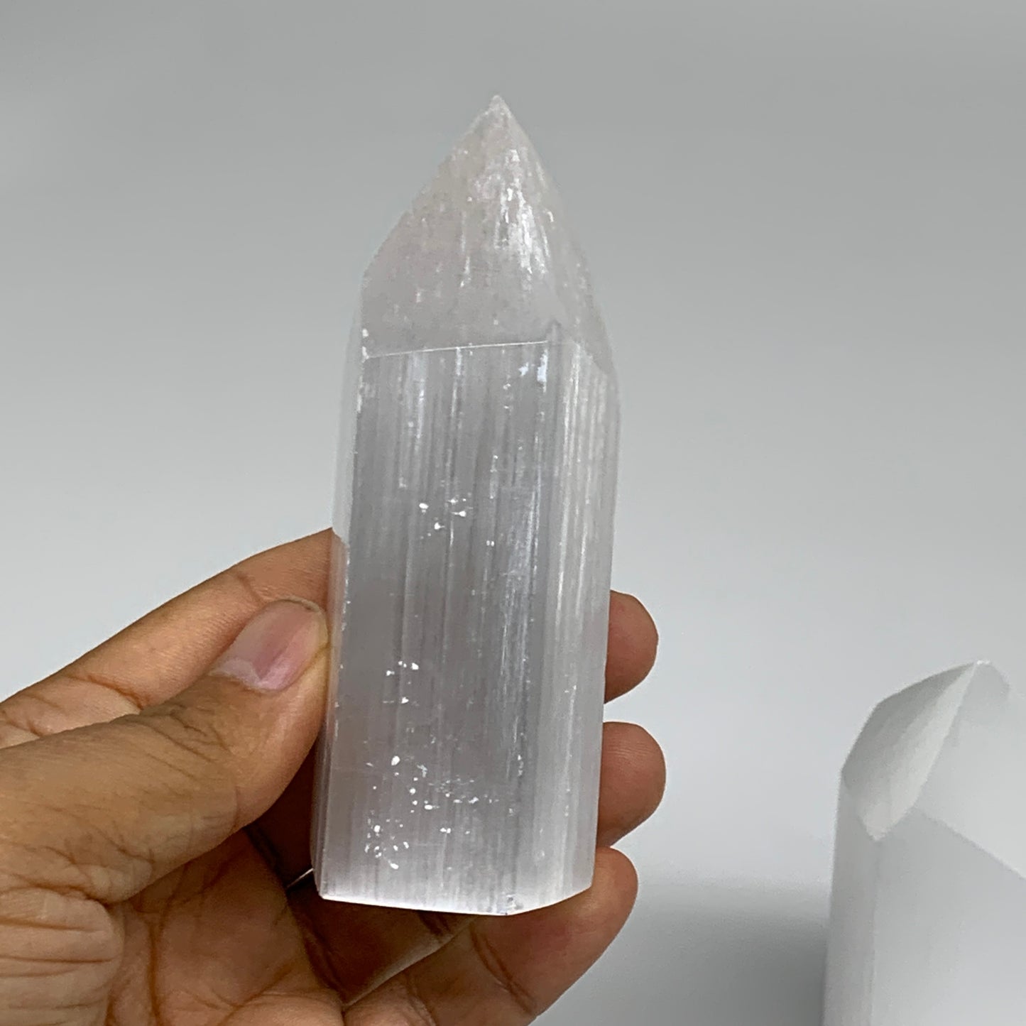 1pc, 3.9"-4", Selenite (Satin Spar) Crystal Crystal Tower Point Powerful, B35742