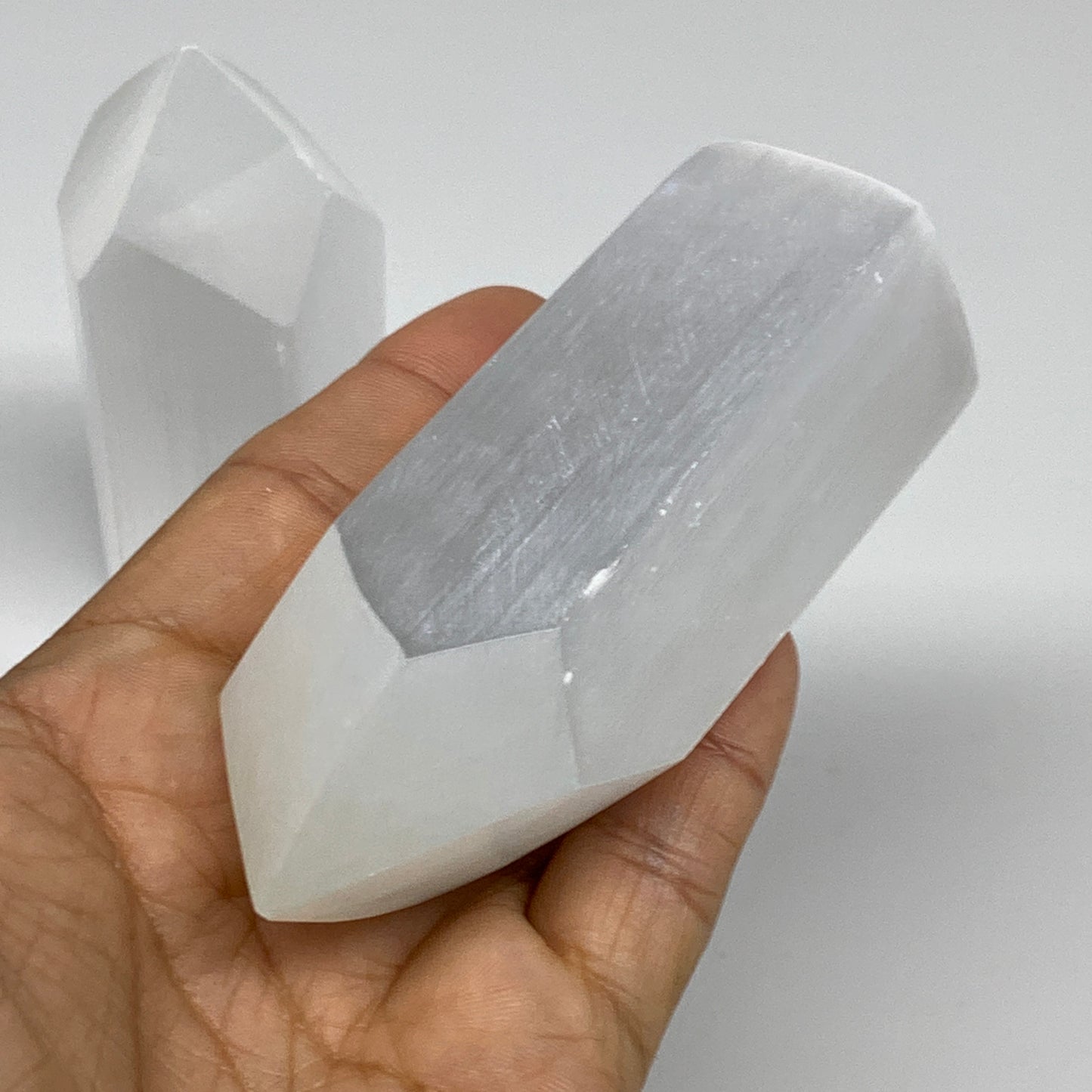 1pc, 3.9"-4", Selenite (Satin Spar) Crystal Crystal Tower Point Powerful, B35742
