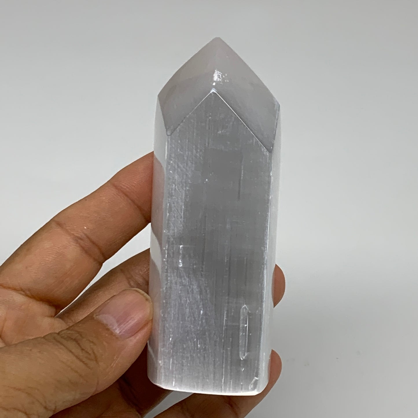1pc, 3.9"-4", Selenite (Satin Spar) Crystal Crystal Tower Point Powerful, B35742