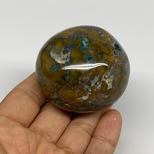 154.5g, 2.1"x2"x1.5" Natural Ocean Jasper Palm-Stone Orbicular Jasper, B30802