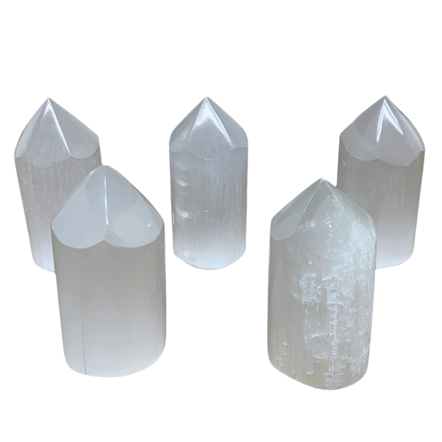 10 pcs, 3.1"-3.2" Selenite (Satin Spar) Crystal Crystal Tower Point Powerful, B3