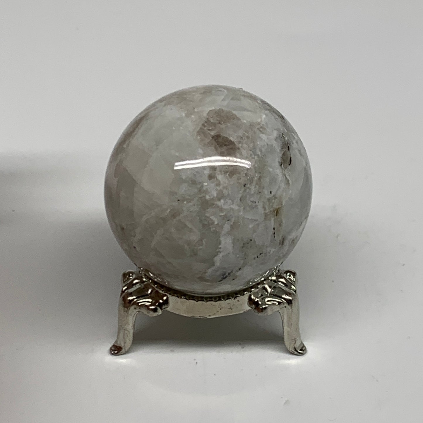 107.4g, 1.7"(43mm), Natural Rainbow Moonstone Sphere Ball Gemstone, B35036