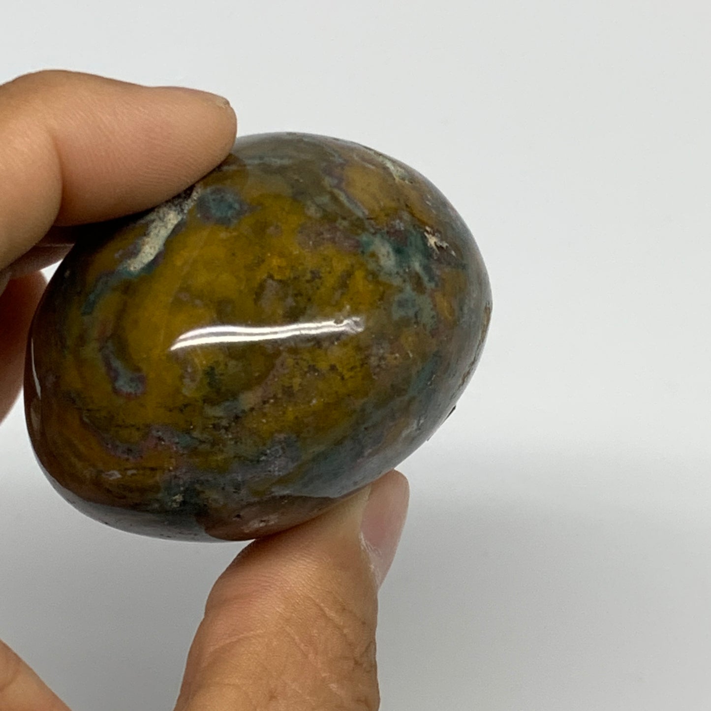 154.5g, 2.1"x2"x1.5" Natural Ocean Jasper Palm-Stone Orbicular Jasper, B30802