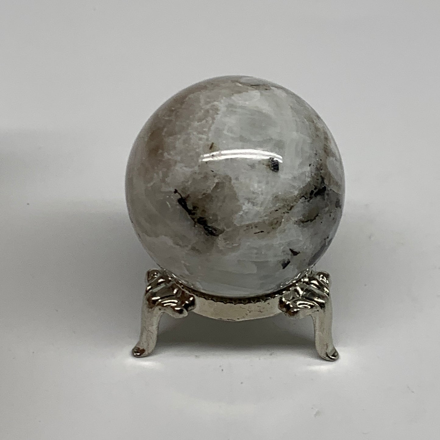 107.4g, 1.7"(43mm), Natural Rainbow Moonstone Sphere Ball Gemstone, B35036